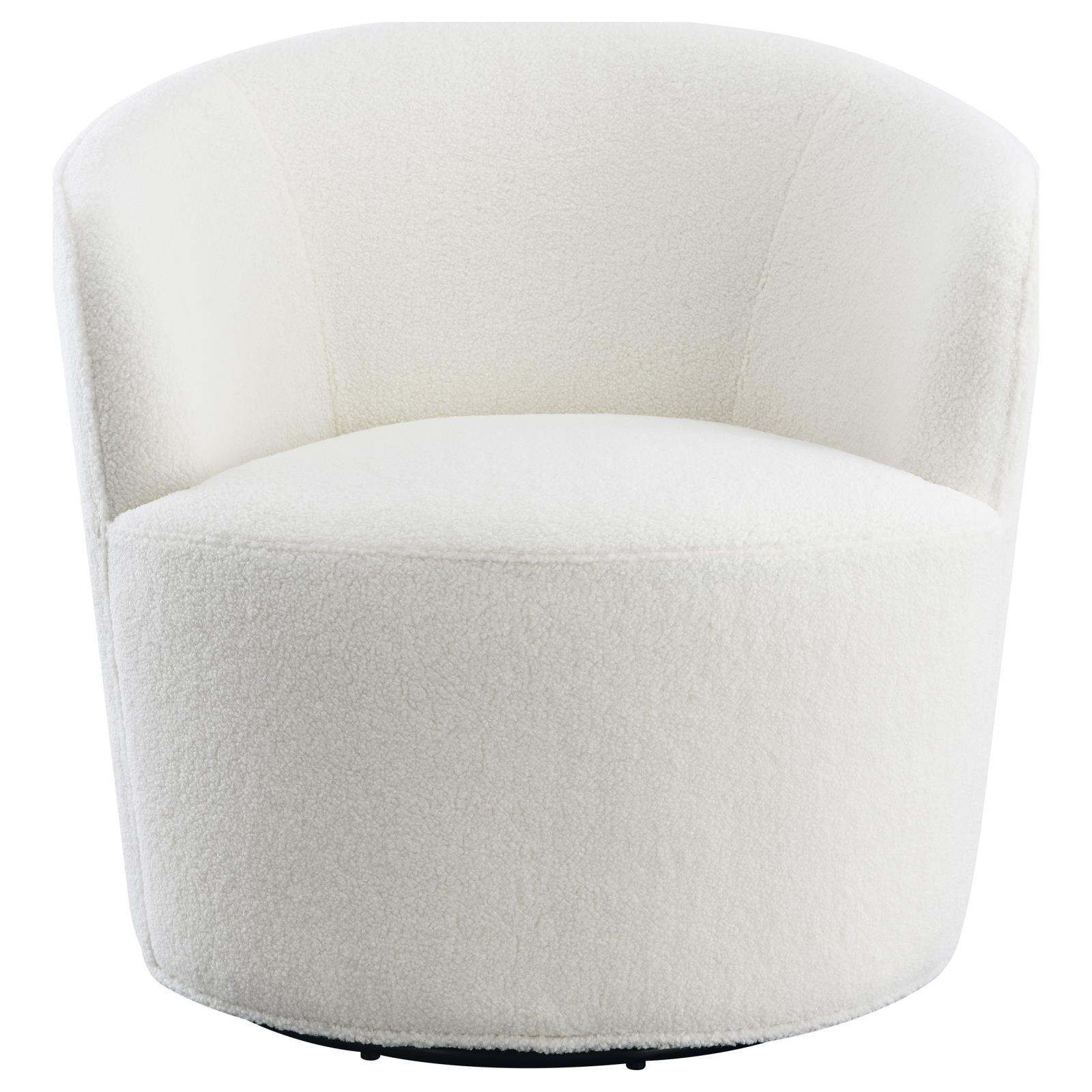 Coaster Furniture Joyce 905633 Upholstered Barrel Back Swivel Chair - White IMAGE 3