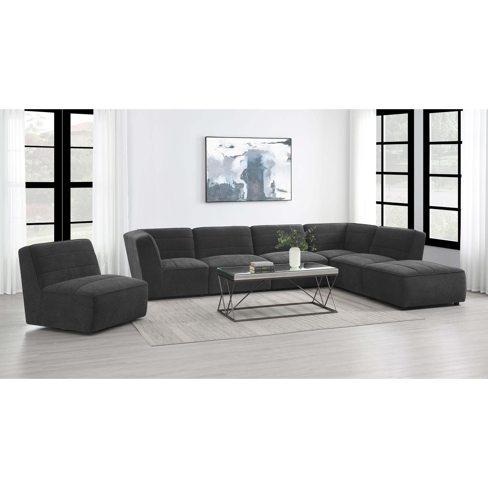  Coaster Furniture Cobie 905713 Upholstered Armless Swivel Chair - Dark Charcoal IMAGE 10
