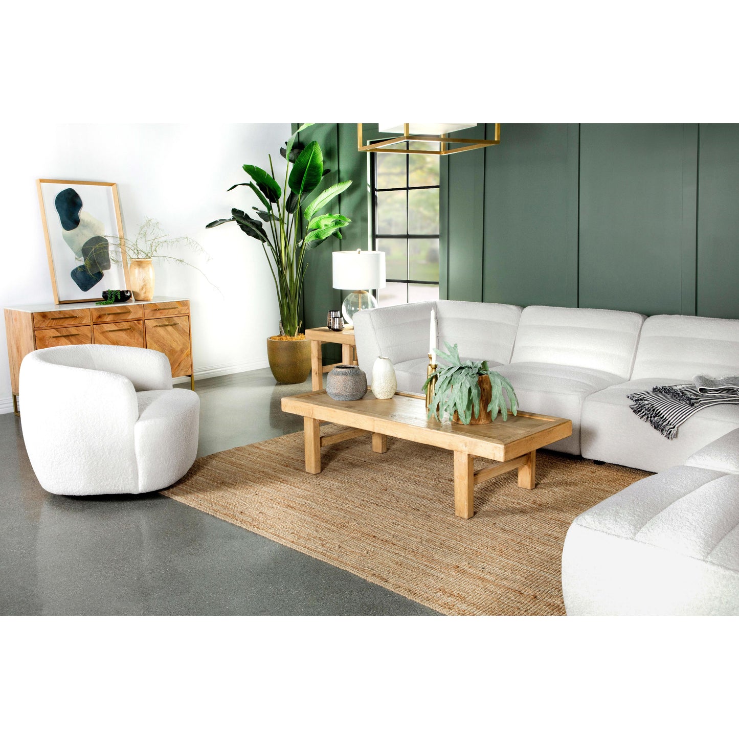  Coaster Furniture Hudson 905726 Faux Sheepskin Upholstered Swivel Chair - Natural IMAGE 11