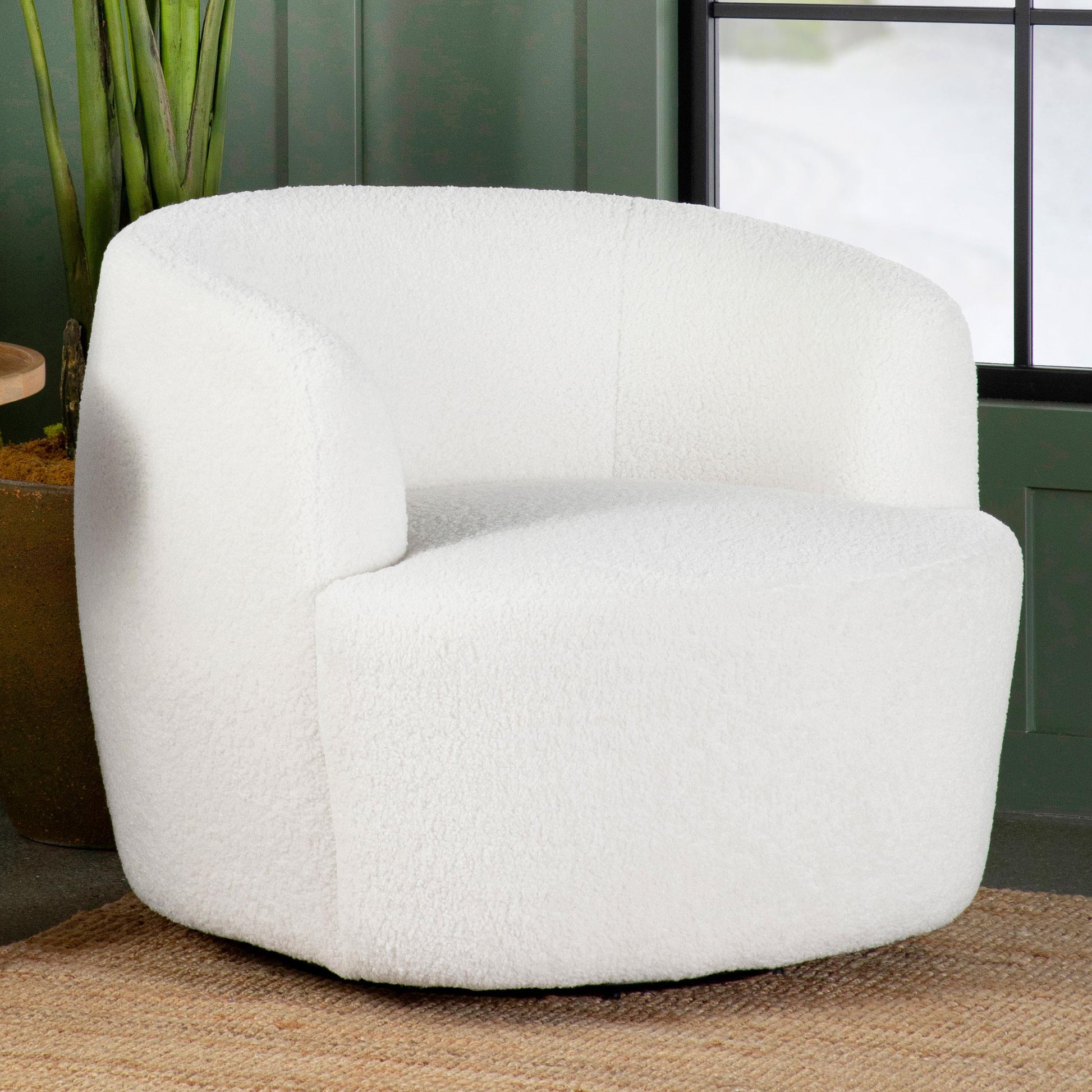  Coaster Furniture Hudson 905726 Faux Sheepskin Upholstered Swivel Chair - Natural IMAGE 8