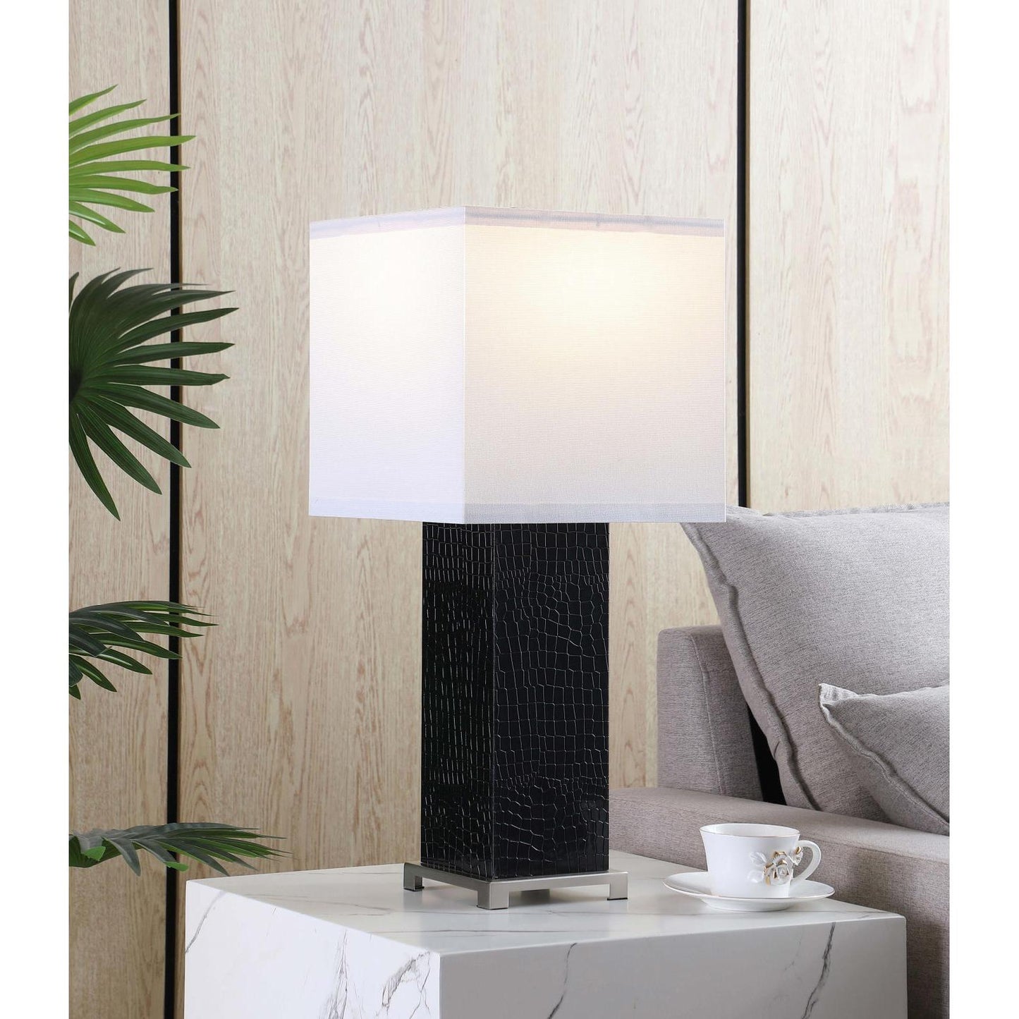 Coaster Furniture Bridle 920204 25-inch Square Shade Faux Crocodile Table Lamp - Black IMAGE 2