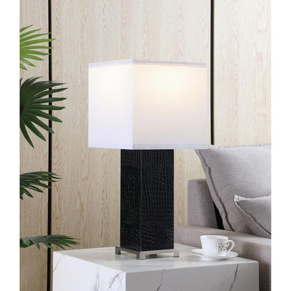 Coaster Furniture Bridle 920204 25-inch Square Shade Faux Crocodile Table Lamp - Black IMAGE 2