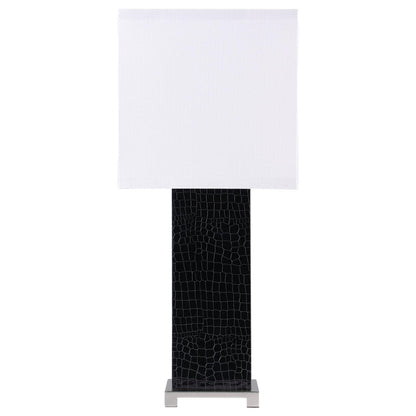 Coaster Furniture Bridle 920204 25-inch Square Shade Faux Crocodile Table Lamp - Black IMAGE 4