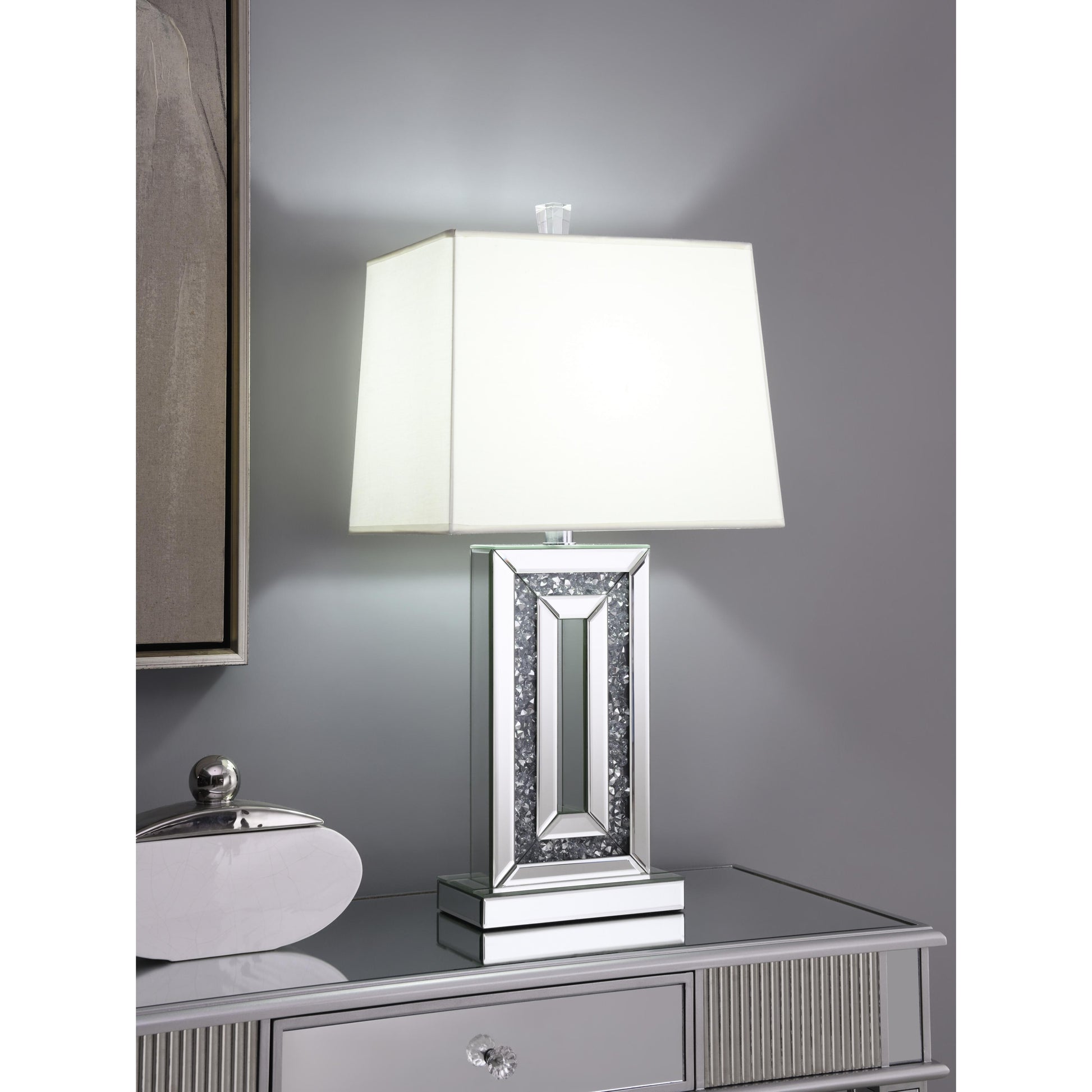 Coaster Furniture Ayelet 923288 30-inch Tapered Shade Mirrored Table Lamp - Silver IMAGE 2