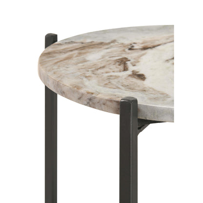  Coaster Furniture Noemie 931204 Round Marble Top Accent Side Table - White and Gunmetal IMAGE 5