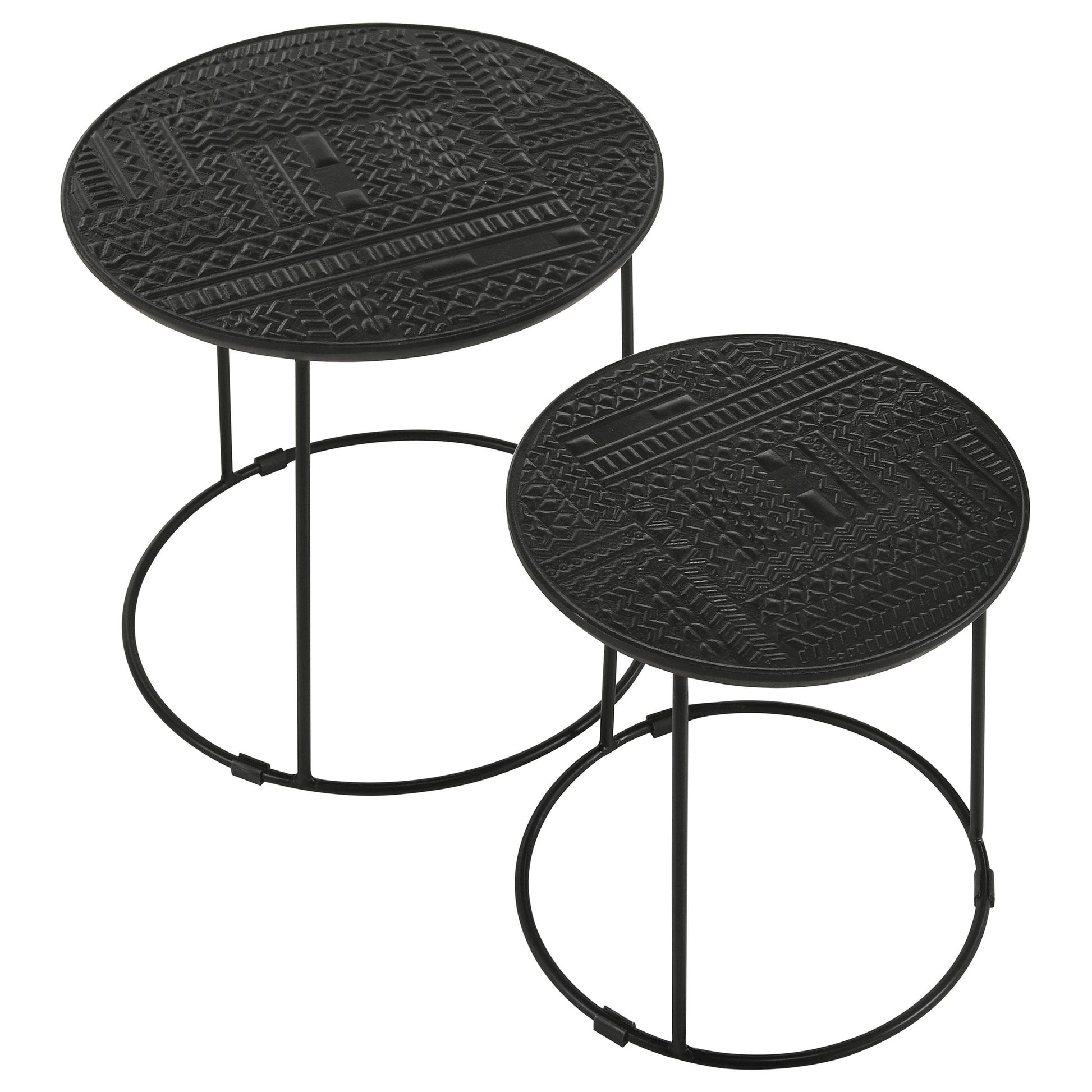 Coaster Furniture Loannis 935842 2-piece Round Mango Wood Nesting Table - Matte Black IMAGE 2