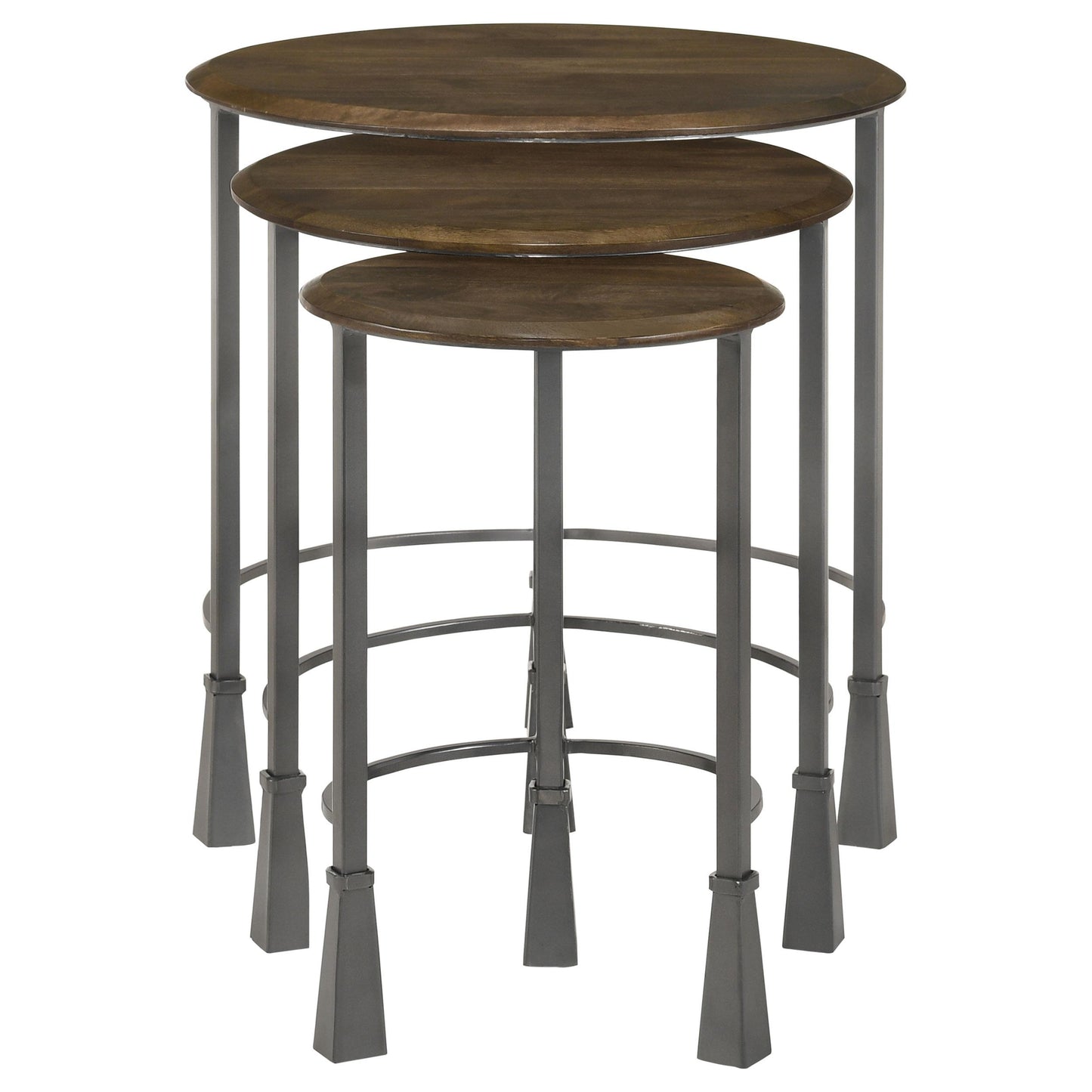 Coaster Furniture Deja 935971 3-piece Round Nesting Table Set - Natural and Gunmetal IMAGE 3
