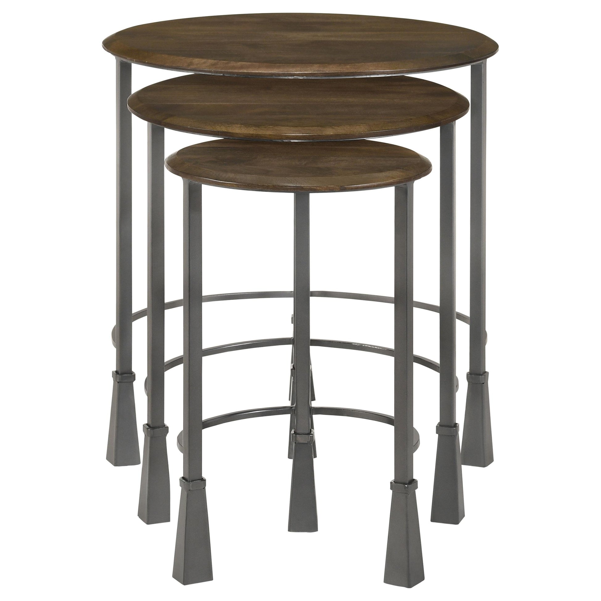 Coaster Furniture Deja 935971 3-piece Round Nesting Table Set - Natural and Gunmetal IMAGE 3