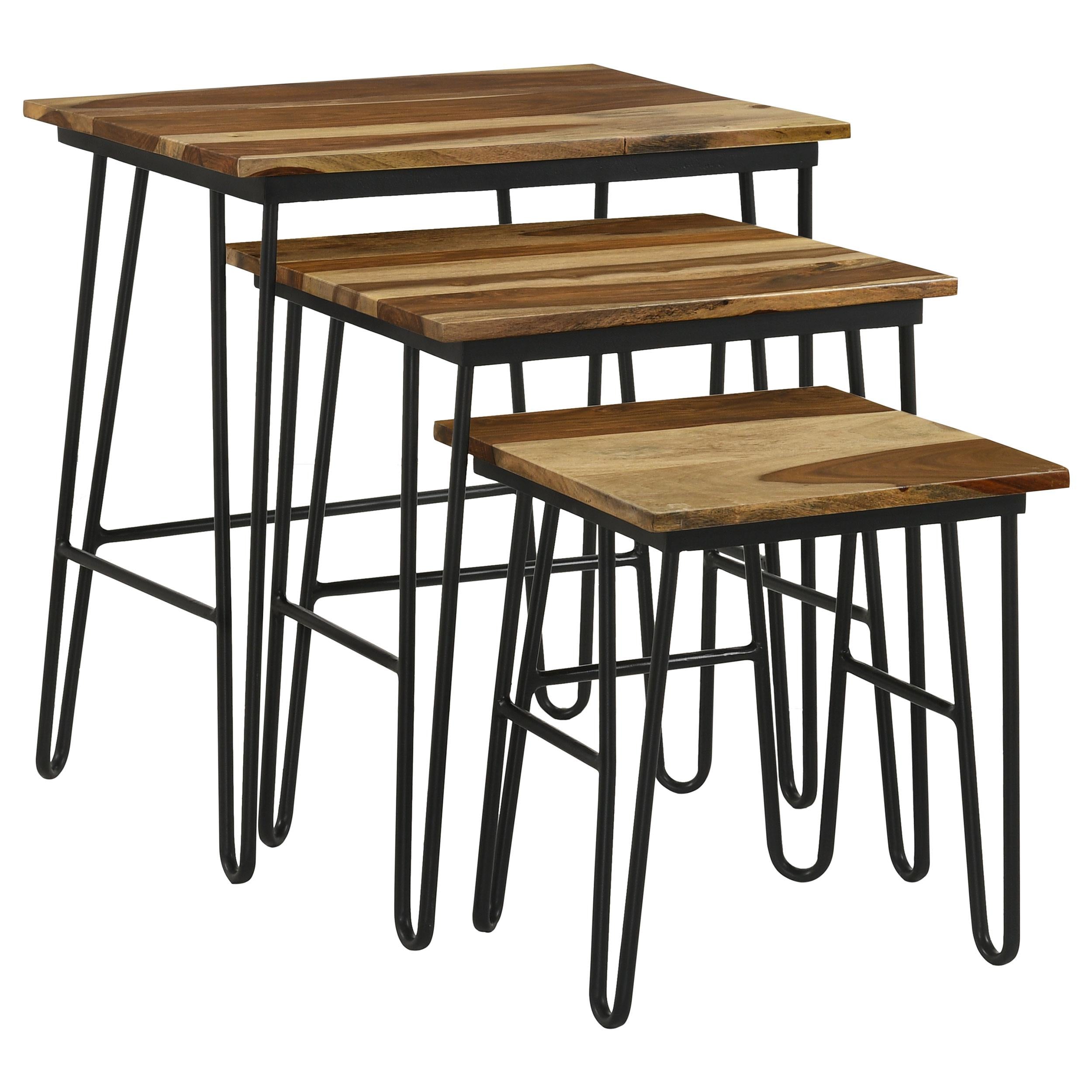 Coaster Furniture Nayeli 935981 3-piece Solid Sheesham Wood Nesting Tables - Natural IMAGE 1