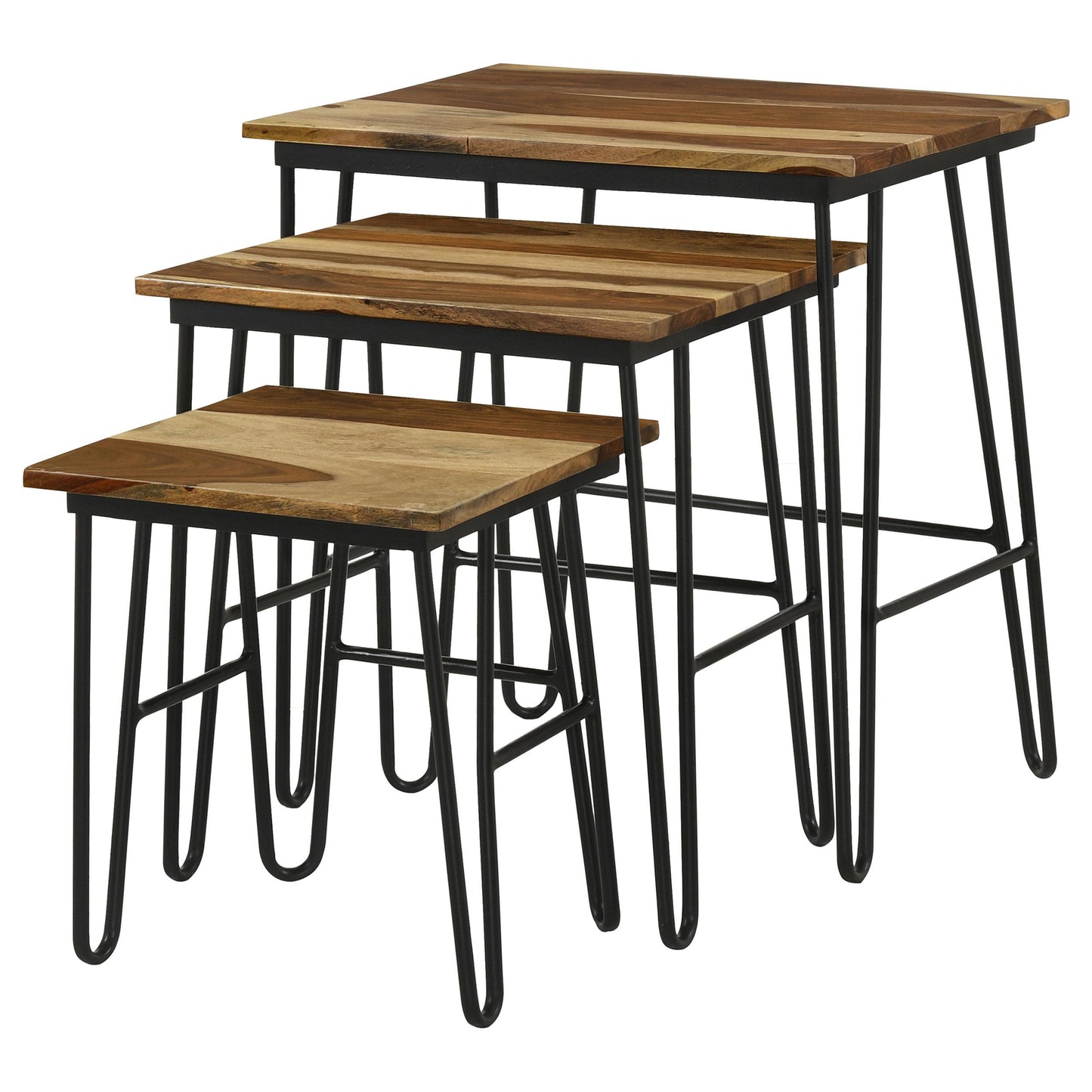 Coaster Furniture Nayeli 935981 3-piece Solid Sheesham Wood Nesting Tables - Natural IMAGE 4