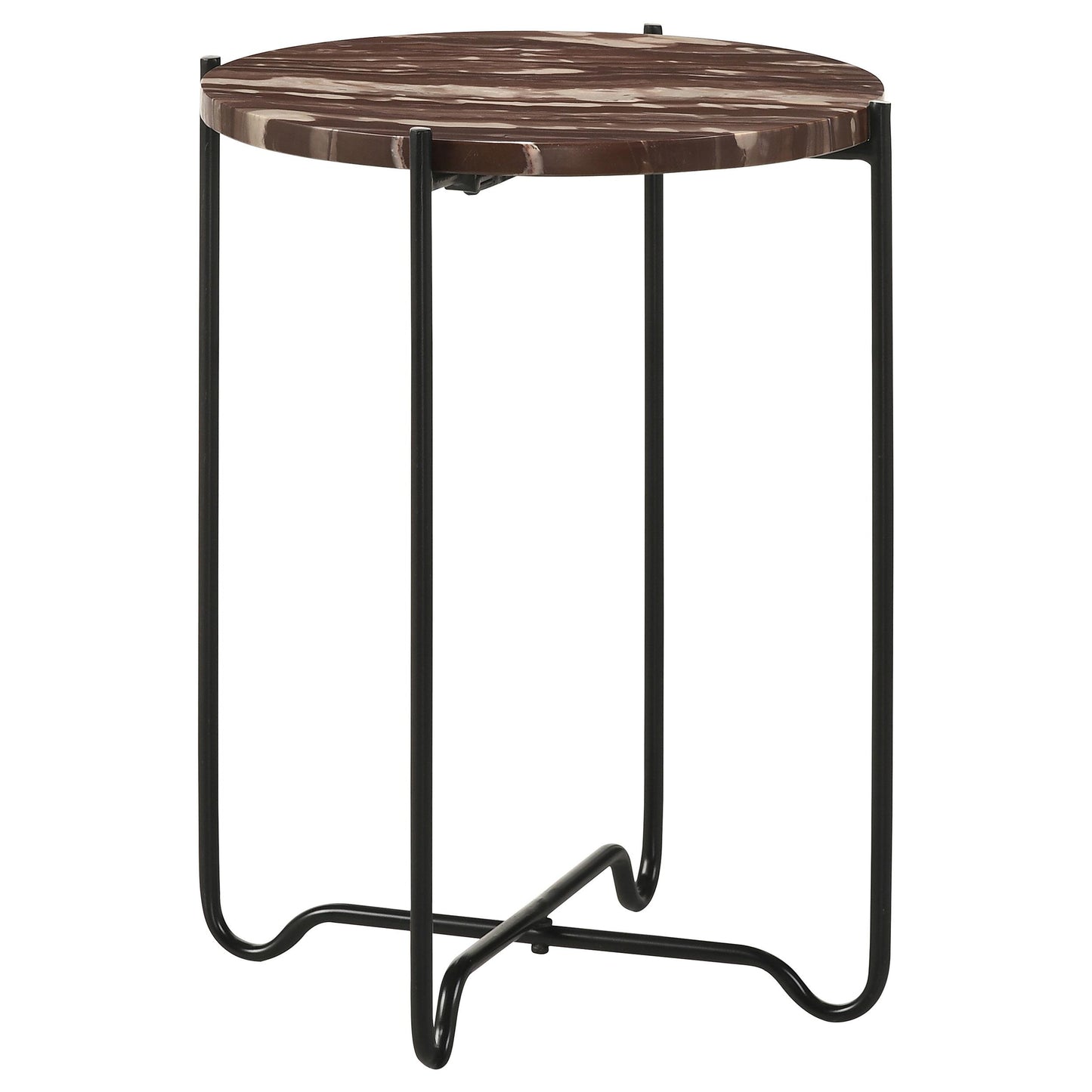 Coaster Furniture Latifa 936010 Round Marble Top Accent Side Table - Red and Black IMAGE 1