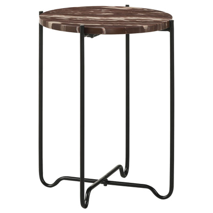 Coaster Furniture Latifa 936010 Round Marble Top Accent Side Table - Red and Black IMAGE 1