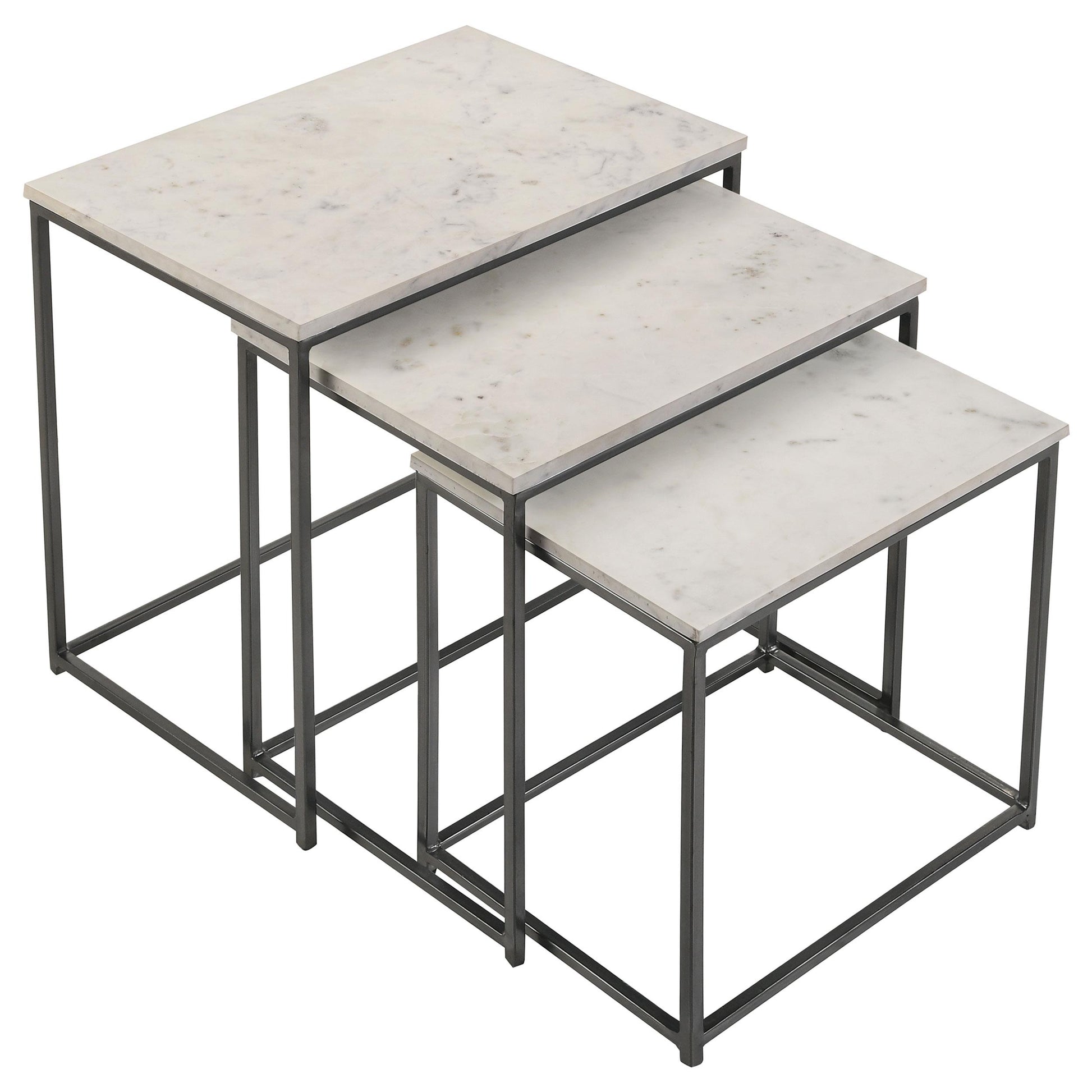  Coaster Furniture Medora 936016 3-piece Marble Top Nesting Table Set - White IMAGE 2