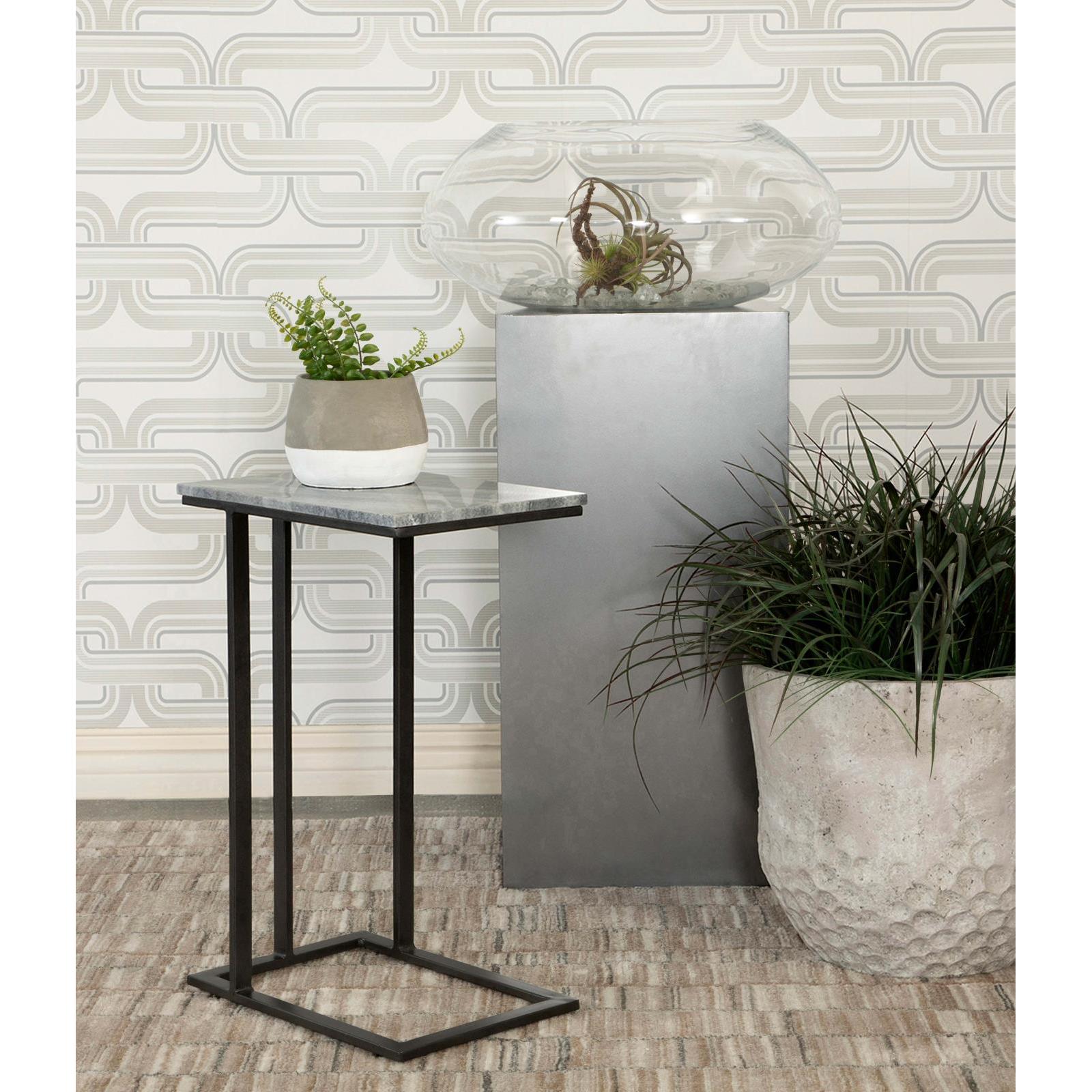Coaster Furniture Vicente 936034 Marble Top C-Shaped Sofa Side Table - Grey IMAGE 2