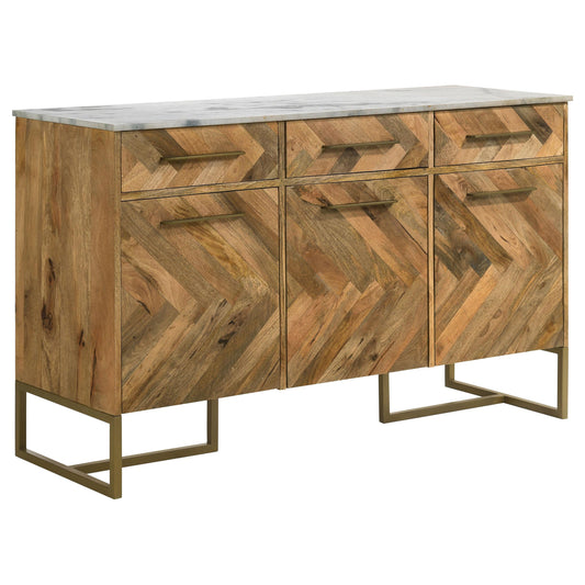  Coaster Furniture Keaton 951138 3-door Marble Top Herringbone Accent Cabinet - Natural IMAGE 1