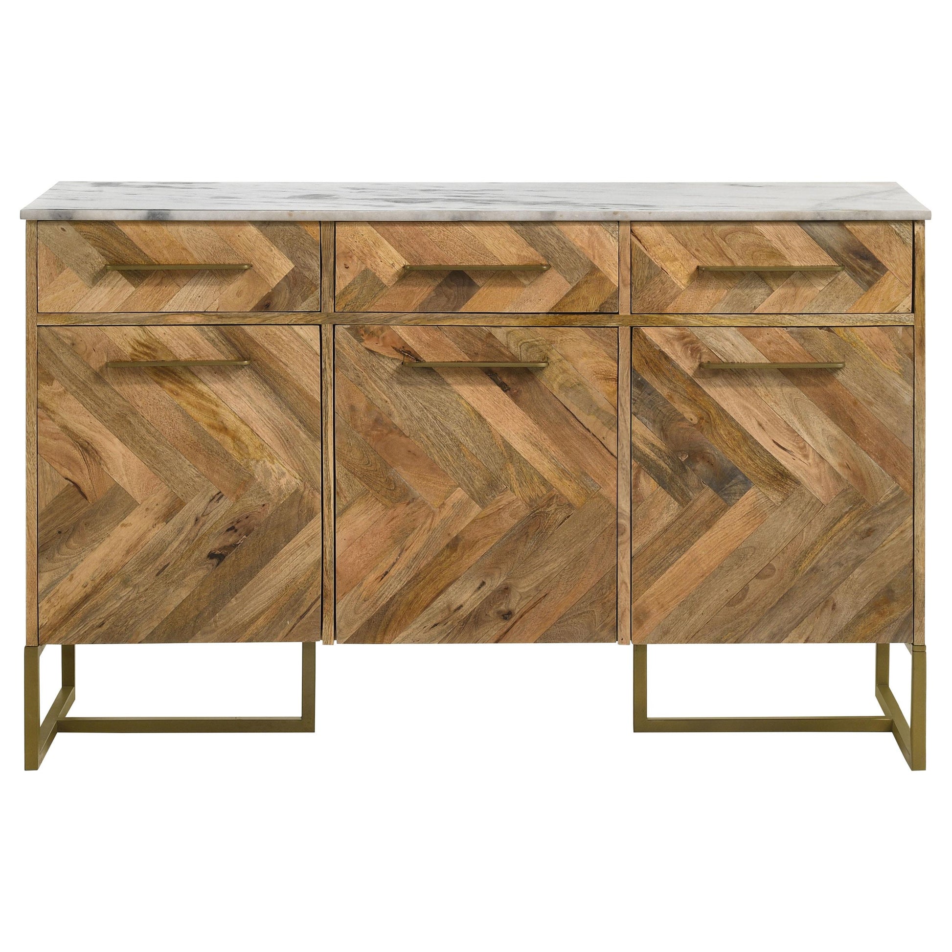  Coaster Furniture Keaton 951138 3-door Marble Top Herringbone Accent Cabinet - Natural IMAGE 3