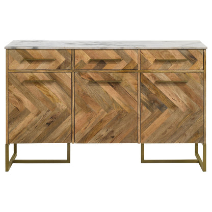  Coaster Furniture Keaton 951138 3-door Marble Top Herringbone Accent Cabinet - Natural IMAGE 3