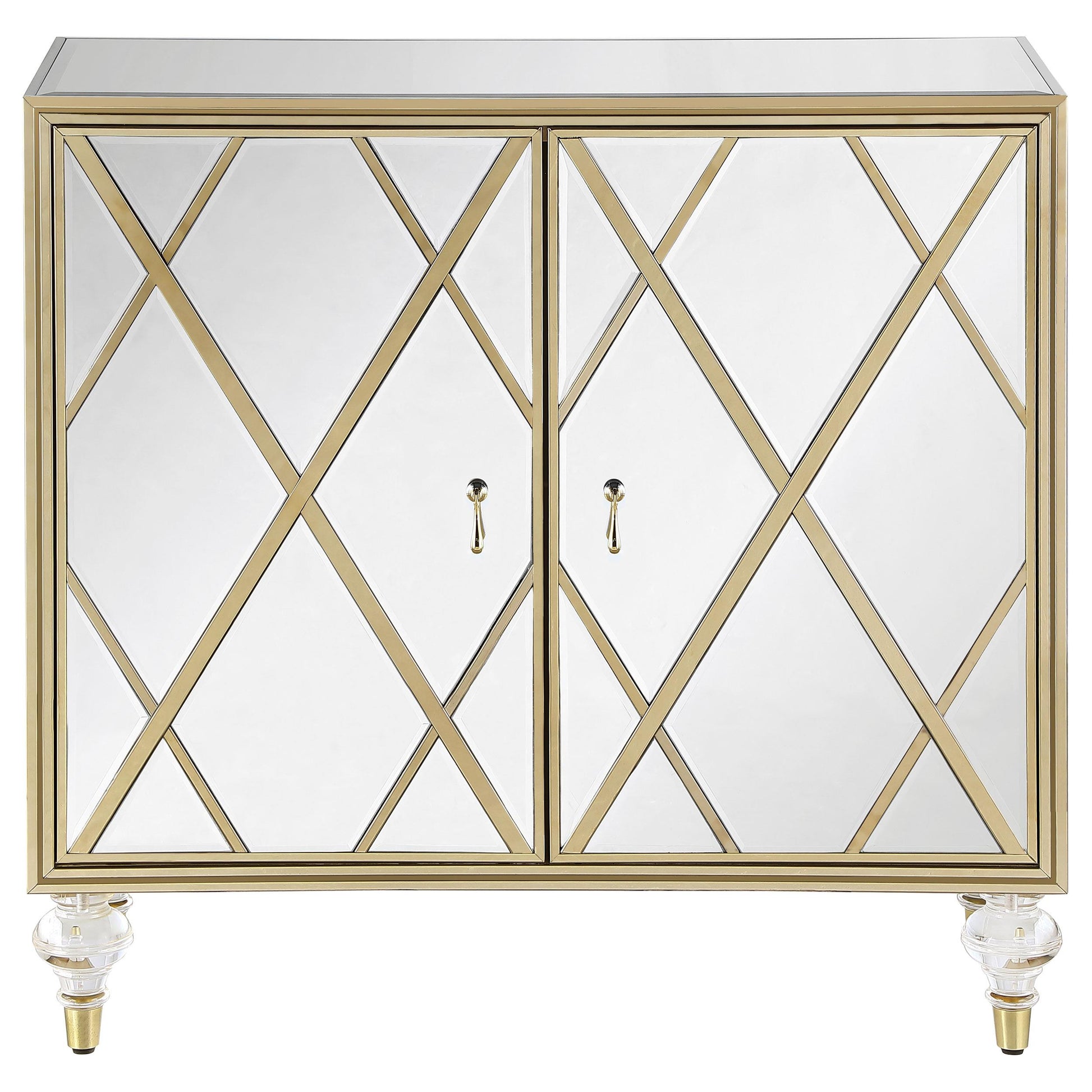 Coaster Furniture Astilbe 951851 2-door Mirrored Accent Cabinet - Silver and Champagne IMAGE 2