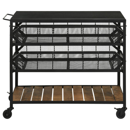 Coaster Furniture Evander 953504 Marble Top Kitchen Cart with Removable Shelves - Black IMAGE 4