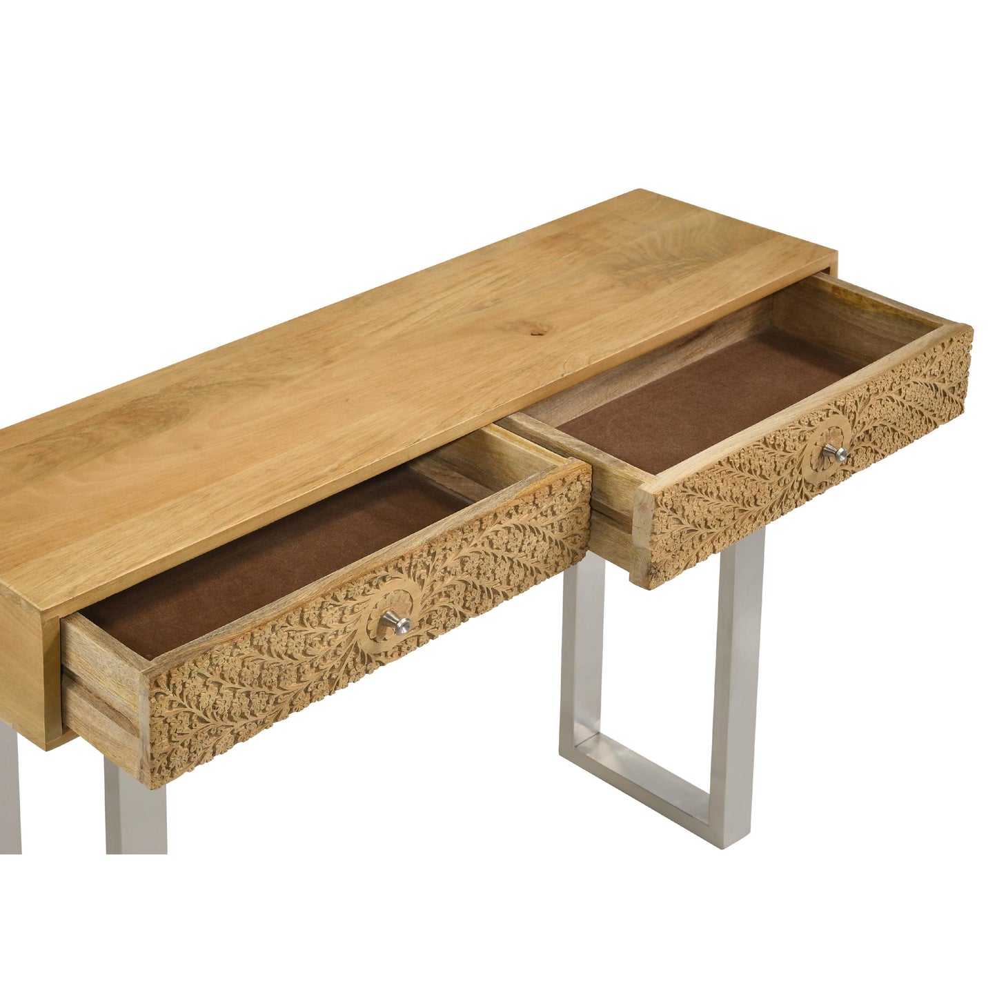 Coaster Furniture Draco 953512 2-Drawer Console Table Hand Carved Details - Natural IMAGE 8