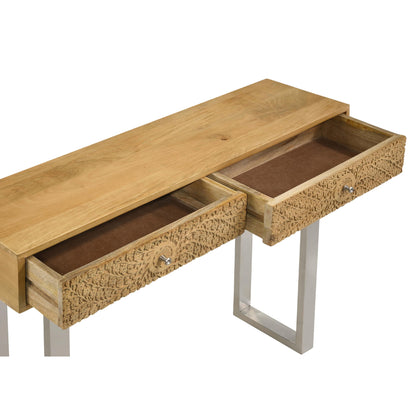 Coaster Furniture Draco 953512 2-Drawer Console Table Hand Carved Details - Natural IMAGE 8