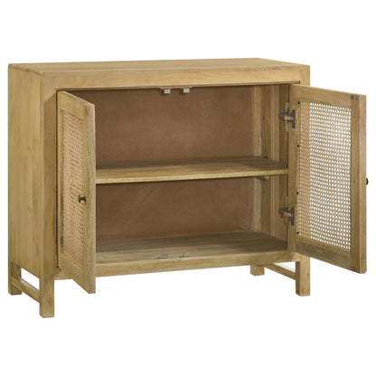 Coaster Furniture Zamora 953555 2-door Wood Accent Cabinet with Woven Cane - Natural IMAGE 2