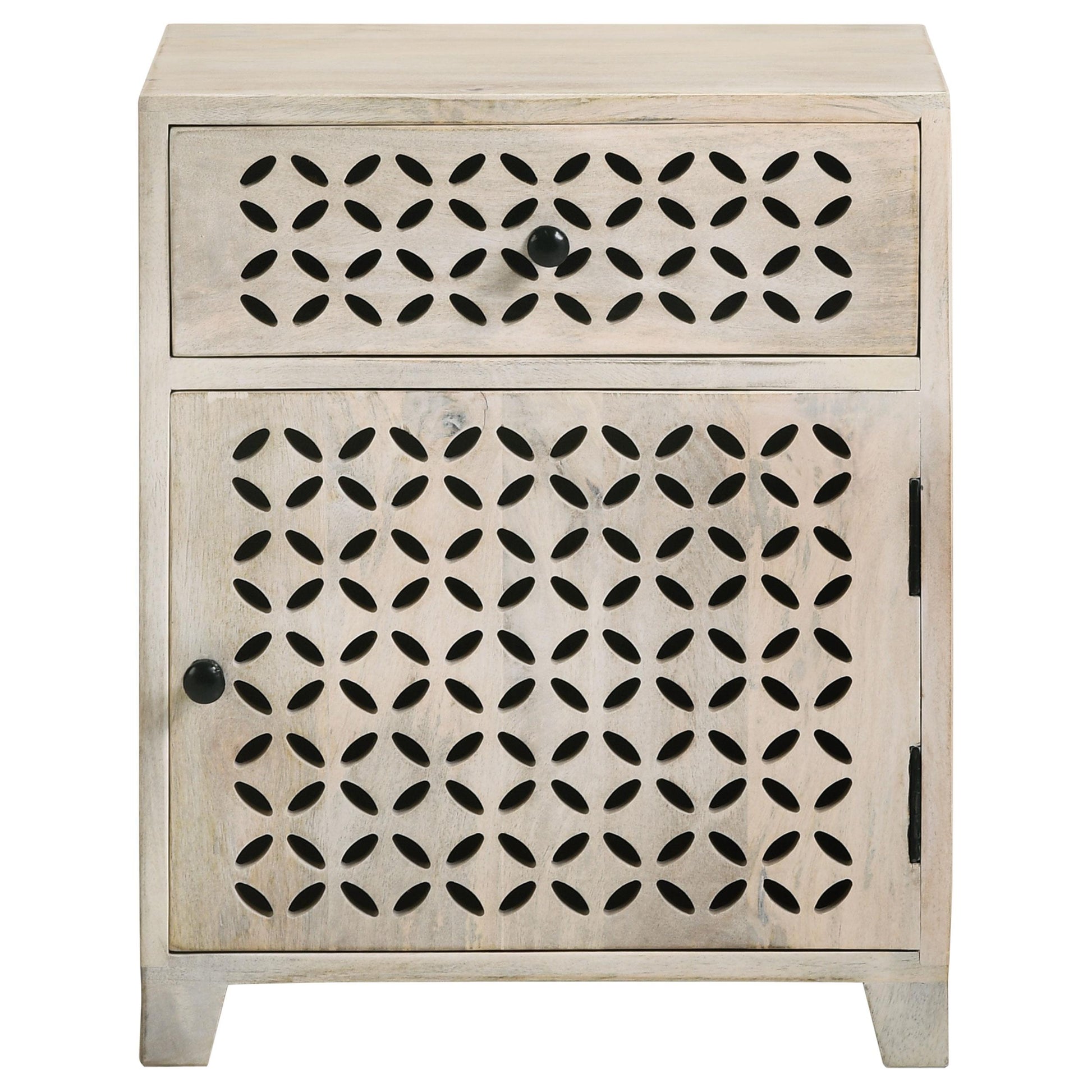 Coaster Furniture August 953569 1-Drawer Trellis Pattern Storage Cabinet - White Washed IMAGE 3