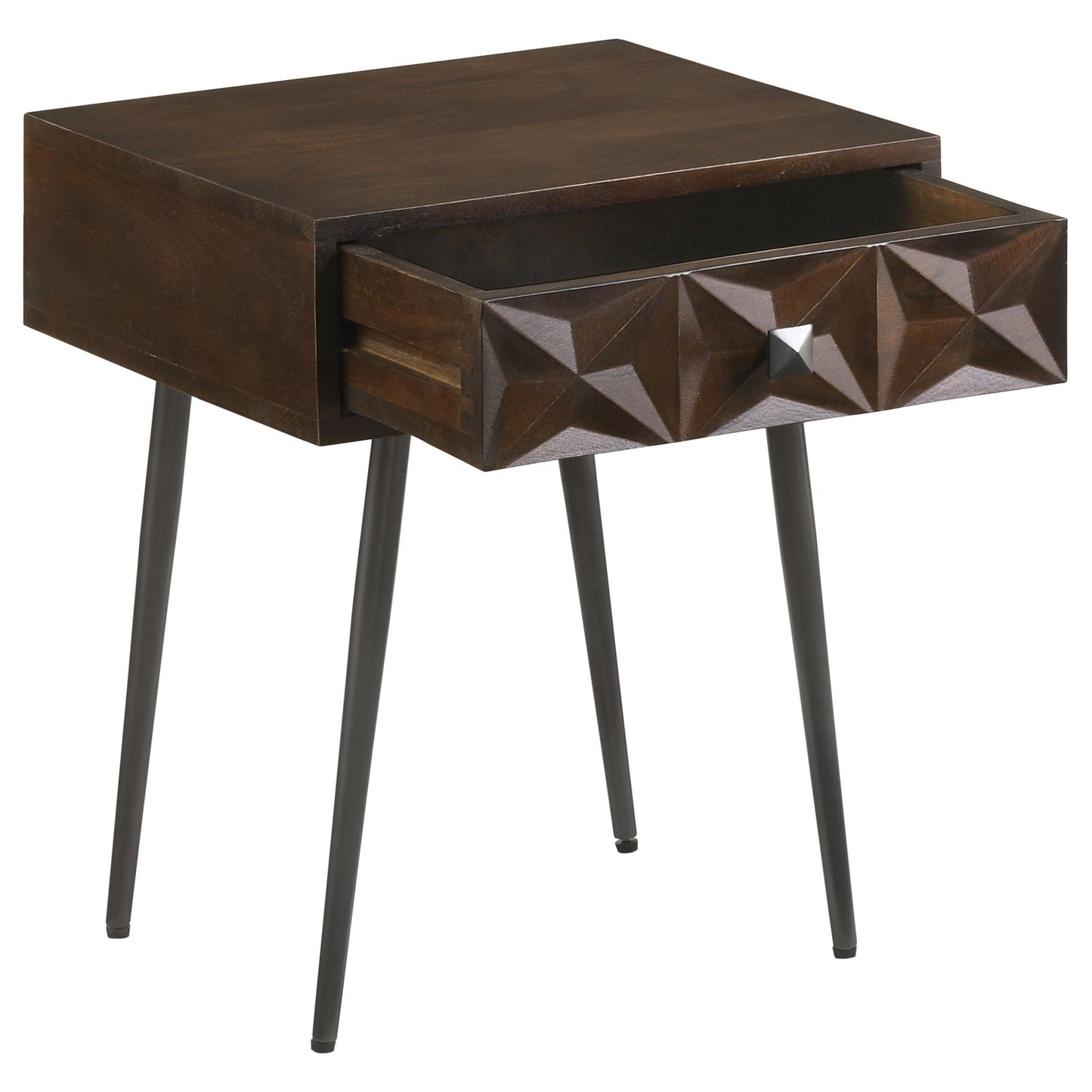 Coaster Furniture Ezra 959539 1-Drawer Rectangular Accent Side Table - Coffee Brown IMAGE 2