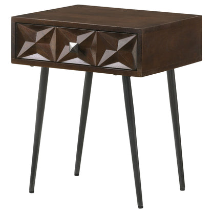 Coaster Furniture Ezra 959539 1-Drawer Rectangular Accent Side Table - Coffee Brown IMAGE 4