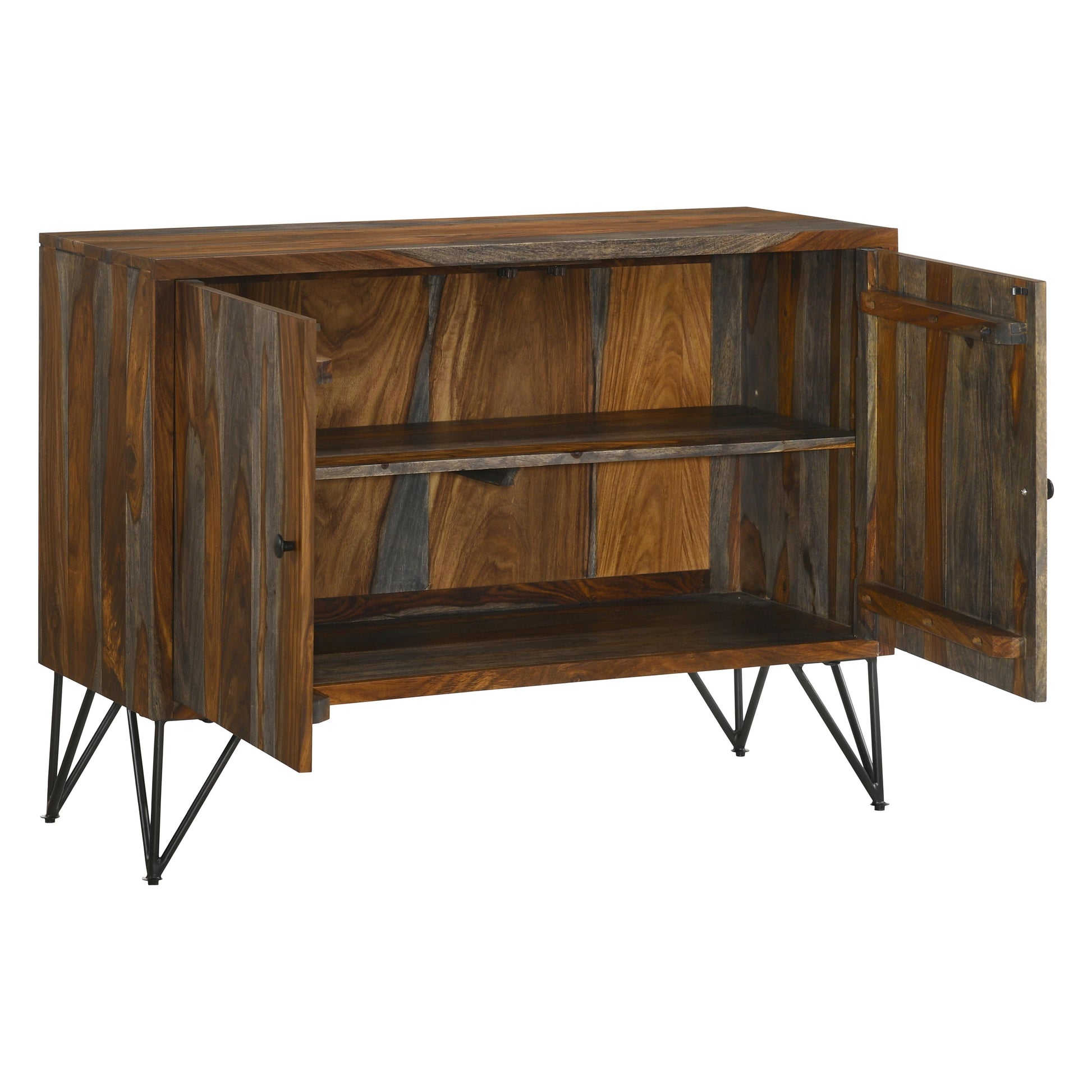 Coaster Furniture Macon 959615 2-door Sheesham Wood Storage Accent Cabinet - Grey IMAGE 3