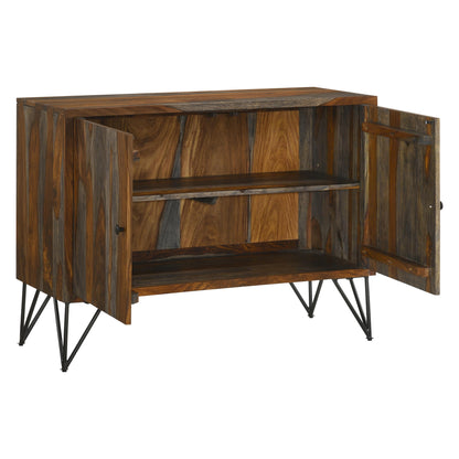 Coaster Furniture Macon 959615 2-door Sheesham Wood Storage Accent Cabinet - Grey IMAGE 3