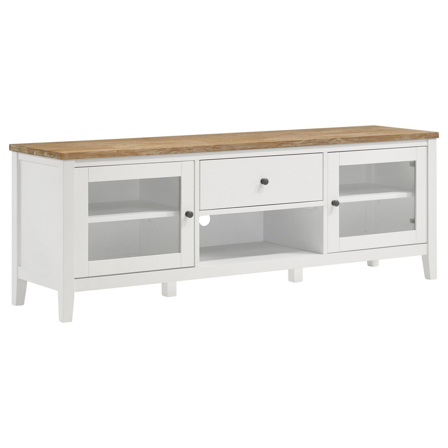 Coaster Furniture Hollis 708253 2-door Wood 67" TV Stand with Drawer - Brown and White IMAGE 1