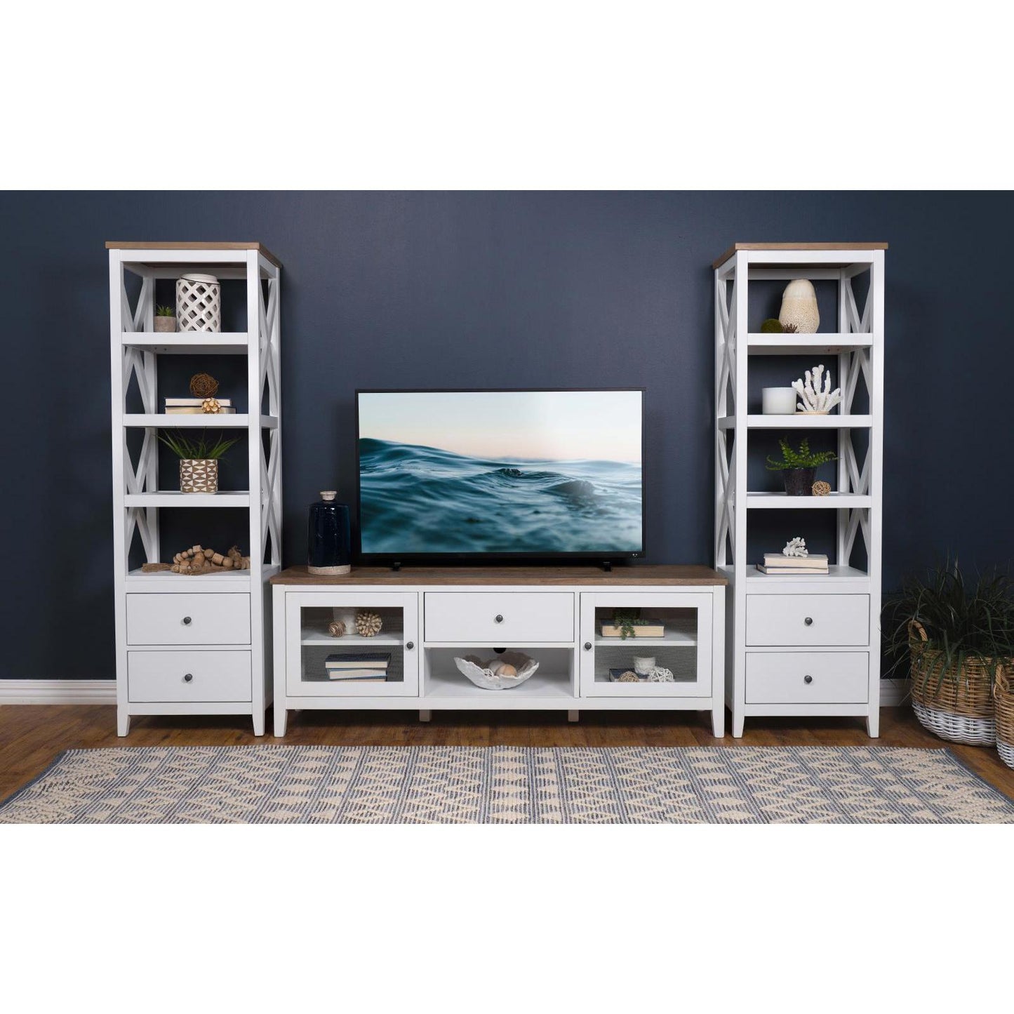 Coaster Furniture Hollis 708253 2-door Wood 67" TV Stand with Drawer - Brown and White IMAGE 11