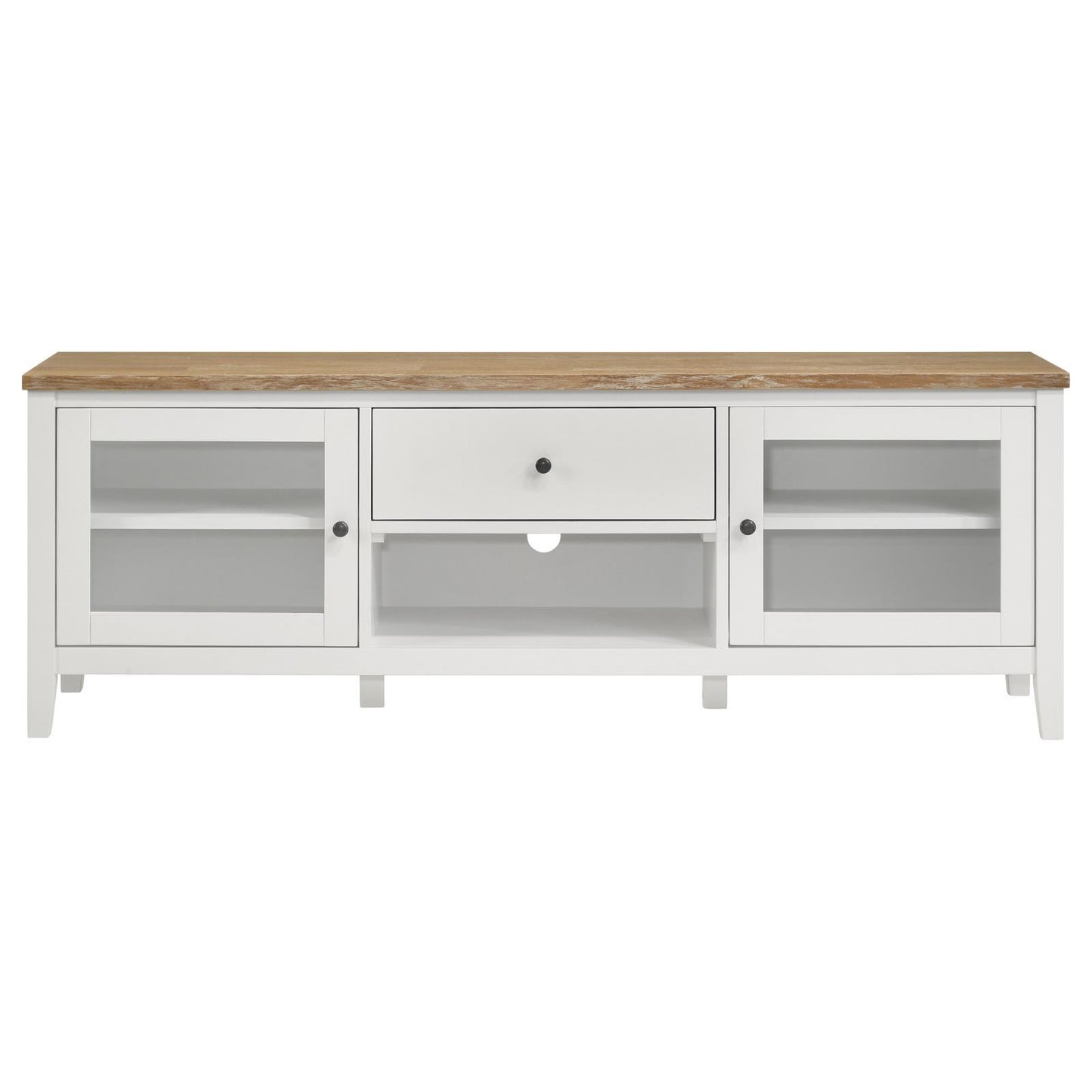 Coaster Furniture Hollis 708253 2-door Wood 67" TV Stand with Drawer - Brown and White IMAGE 4