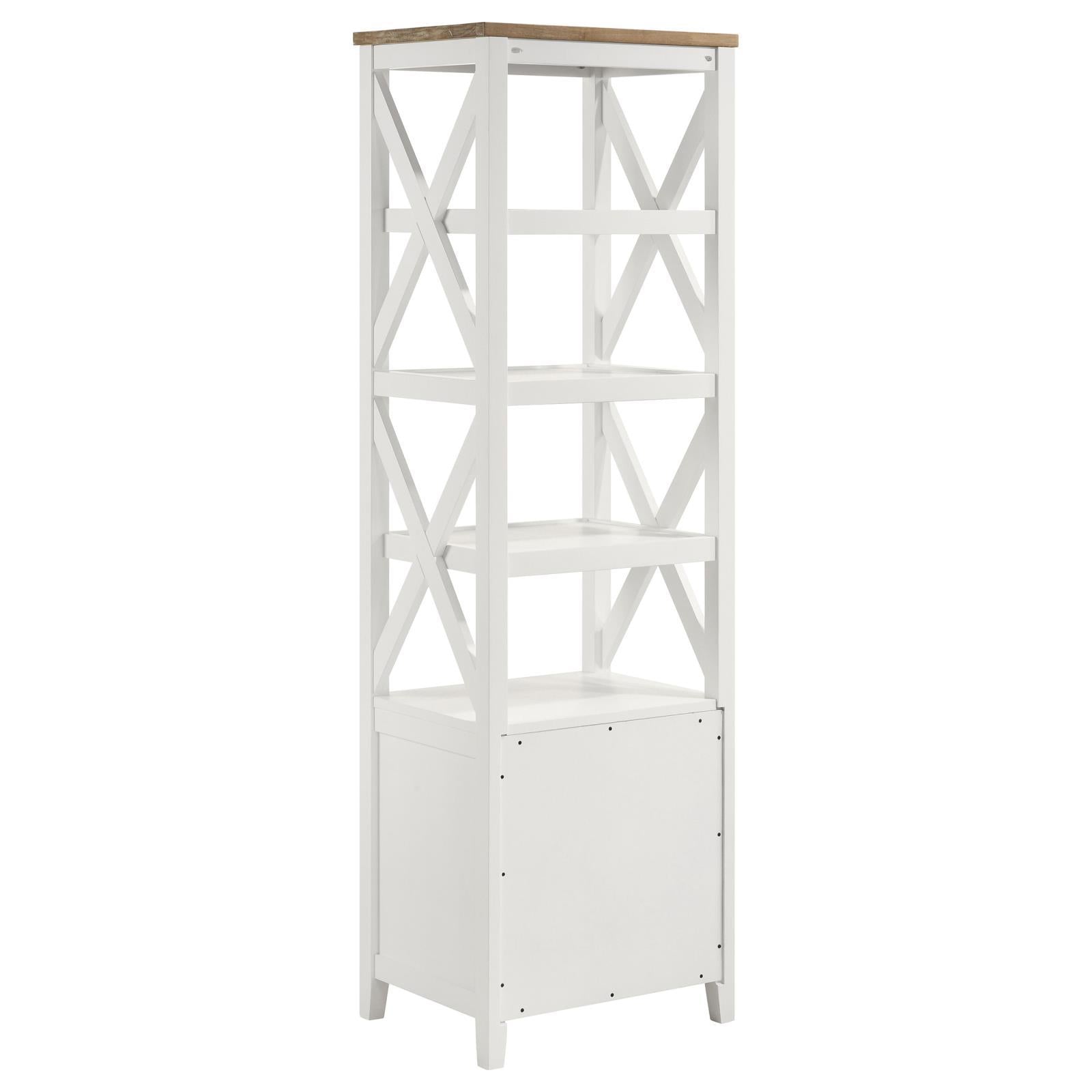Coaster Furniture Hollis 708254 4-shelf Wood Media Tower with Drawers - Brown and White IMAGE 6