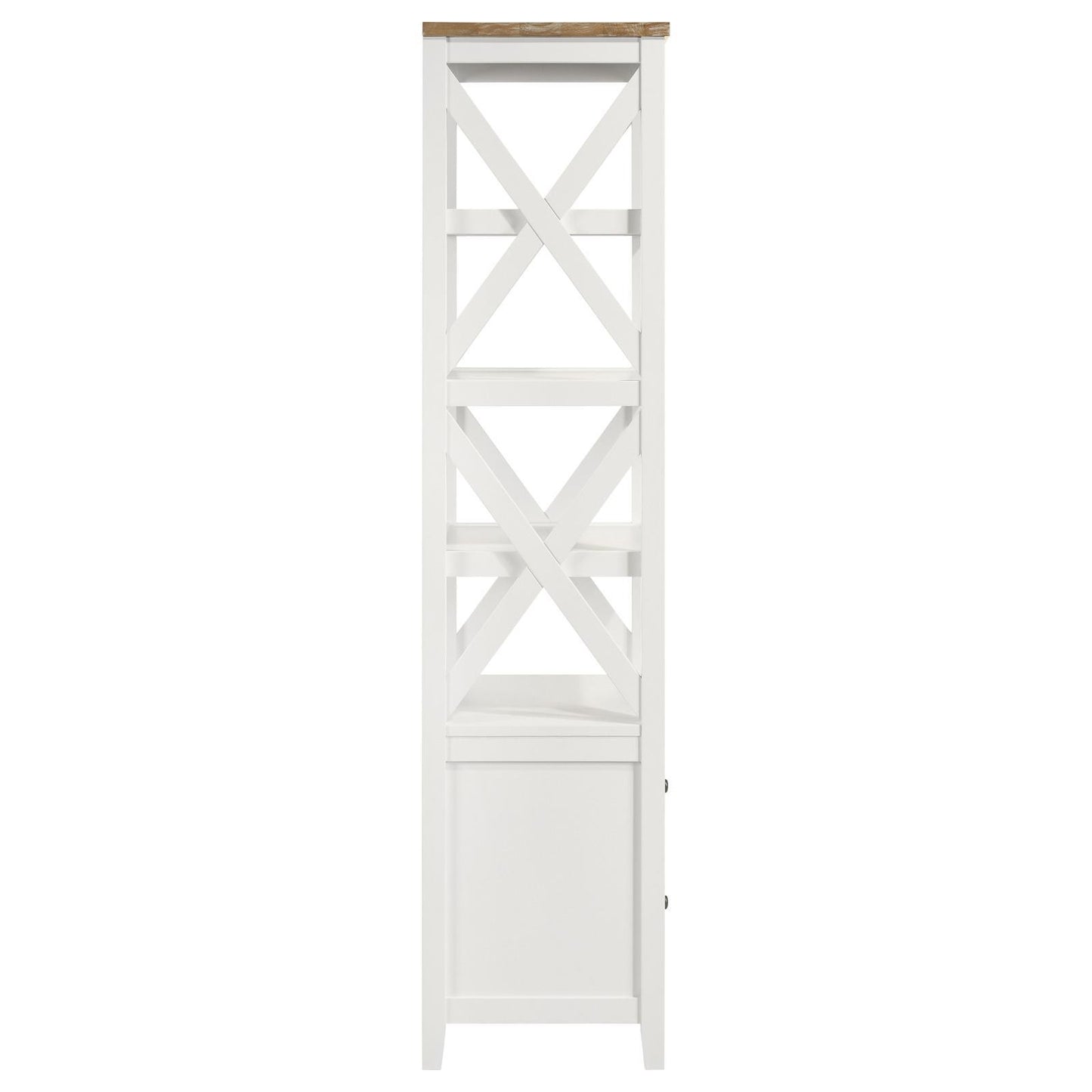 Coaster Furniture Hollis 708254 4-shelf Wood Media Tower with Drawers - Brown and White IMAGE 8