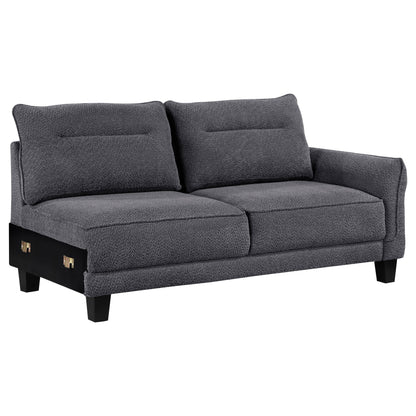 Coaster Furniture Caspian 509540 Upholstered Curved Arm Chaise Sectional Sofa - Grey IMAGE 3