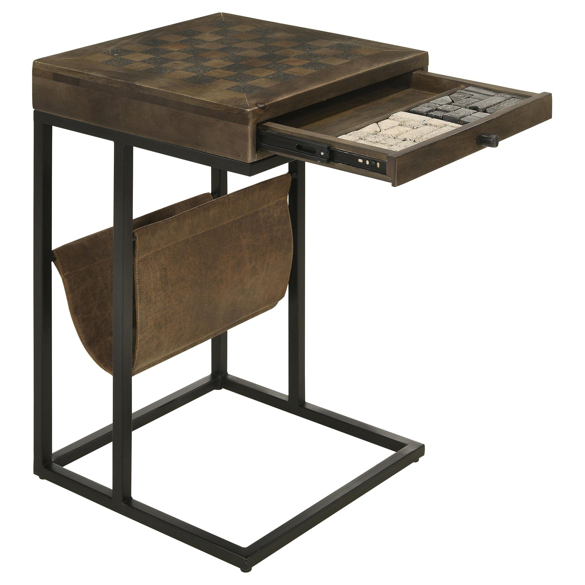 Coaster Furniture Chessie 936135 1-Drawer Side Table With Leatherette Sling - Tobacco IMAGE 2