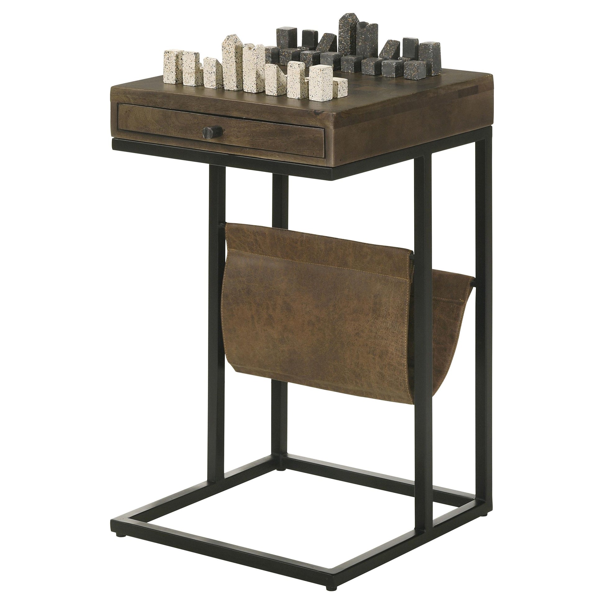 Coaster Furniture Chessie 936135 1-Drawer Side Table With Leatherette Sling - Tobacco IMAGE 4