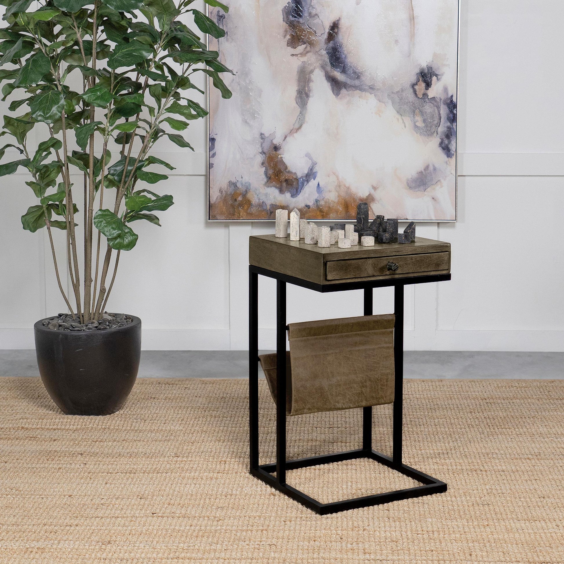 Coaster Furniture Chessie 936135 1-Drawer Side Table With Leatherette Sling - Tobacco IMAGE 7