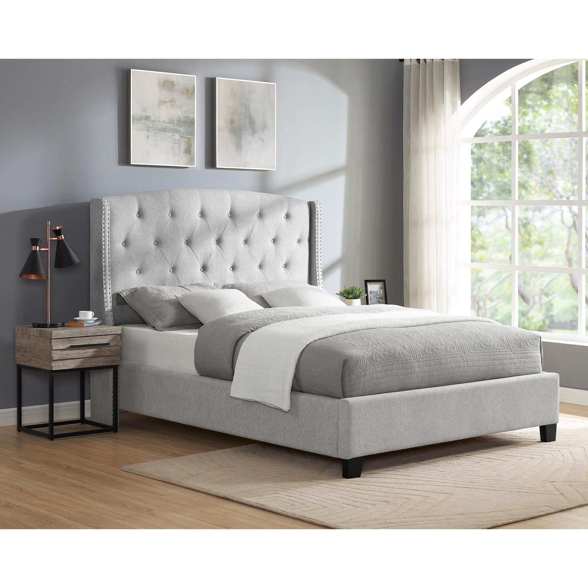Crown Mark Eva 5111DV-Q Queen Platform Bed - Dove Grey IMAGE 2