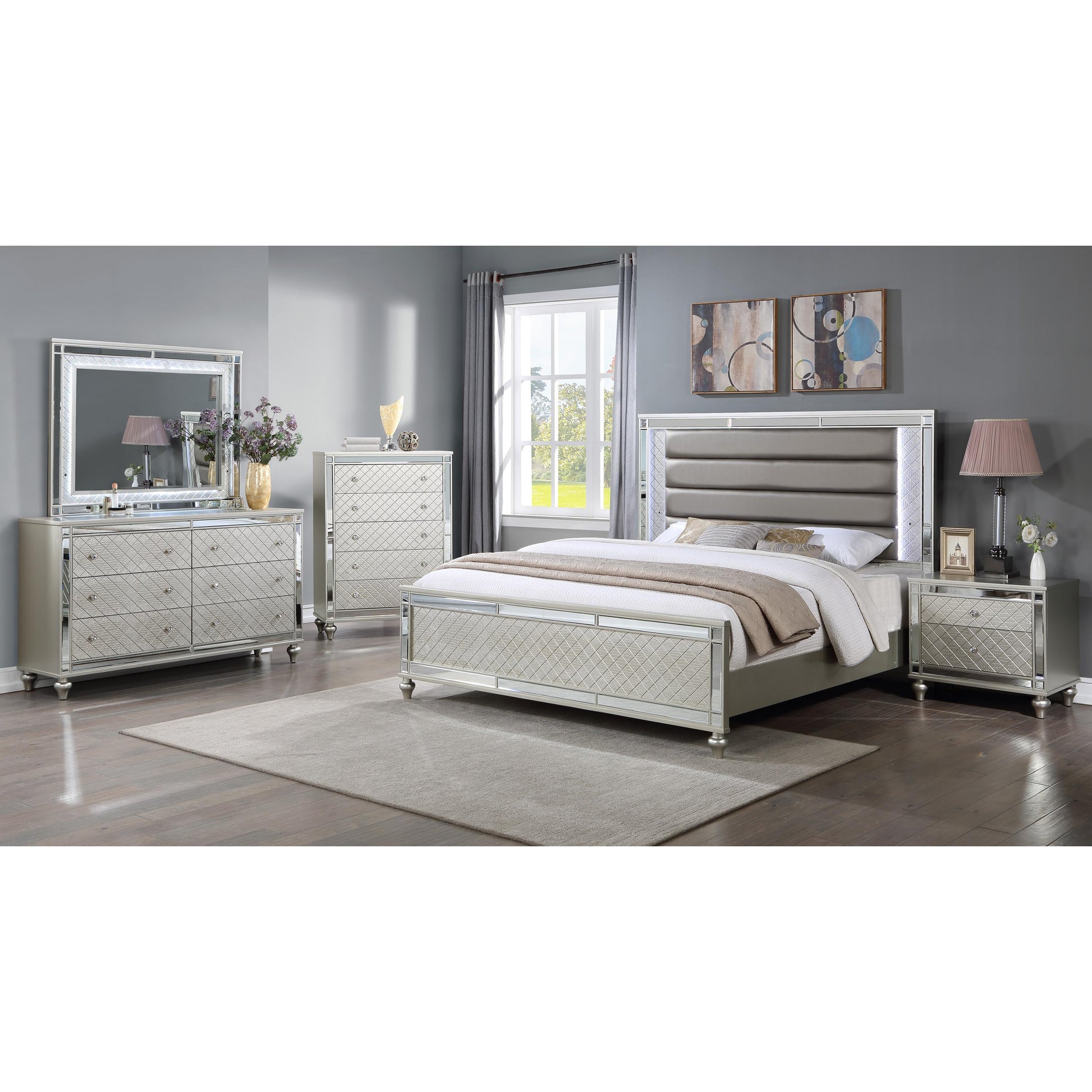 Crown Mark Cristian B1680-2N 2-Drawer Nightstand - Champagne IMAGE 2