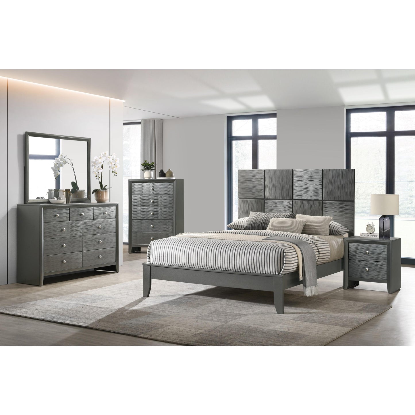 Crown Mark Denker B4715-Q Queen Bed - Gunmetal IMAGE 2