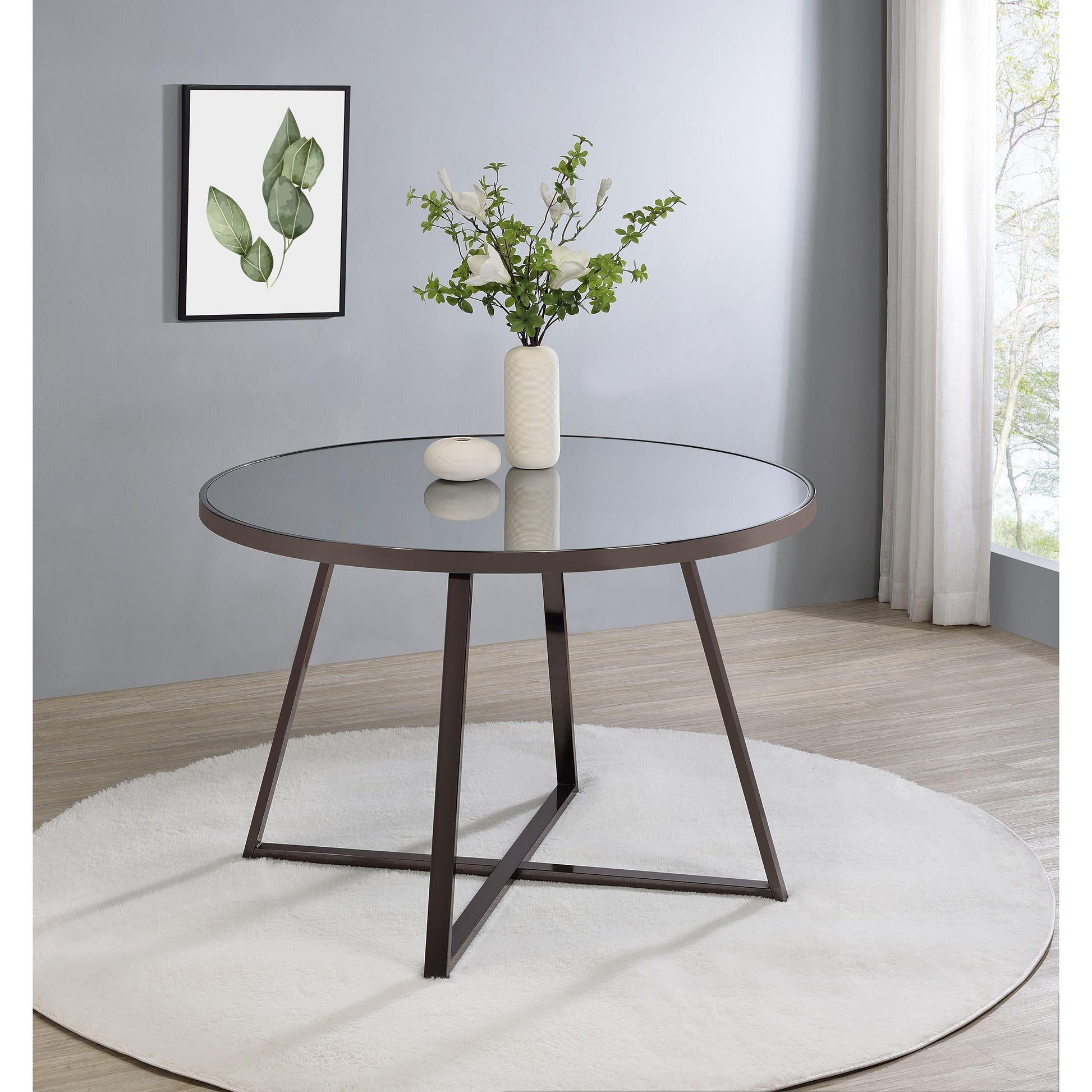 Coaster Furniture Jillian 120630 Round 45-inch Mirror Top Dining Table - Black Nickel IMAGE 3