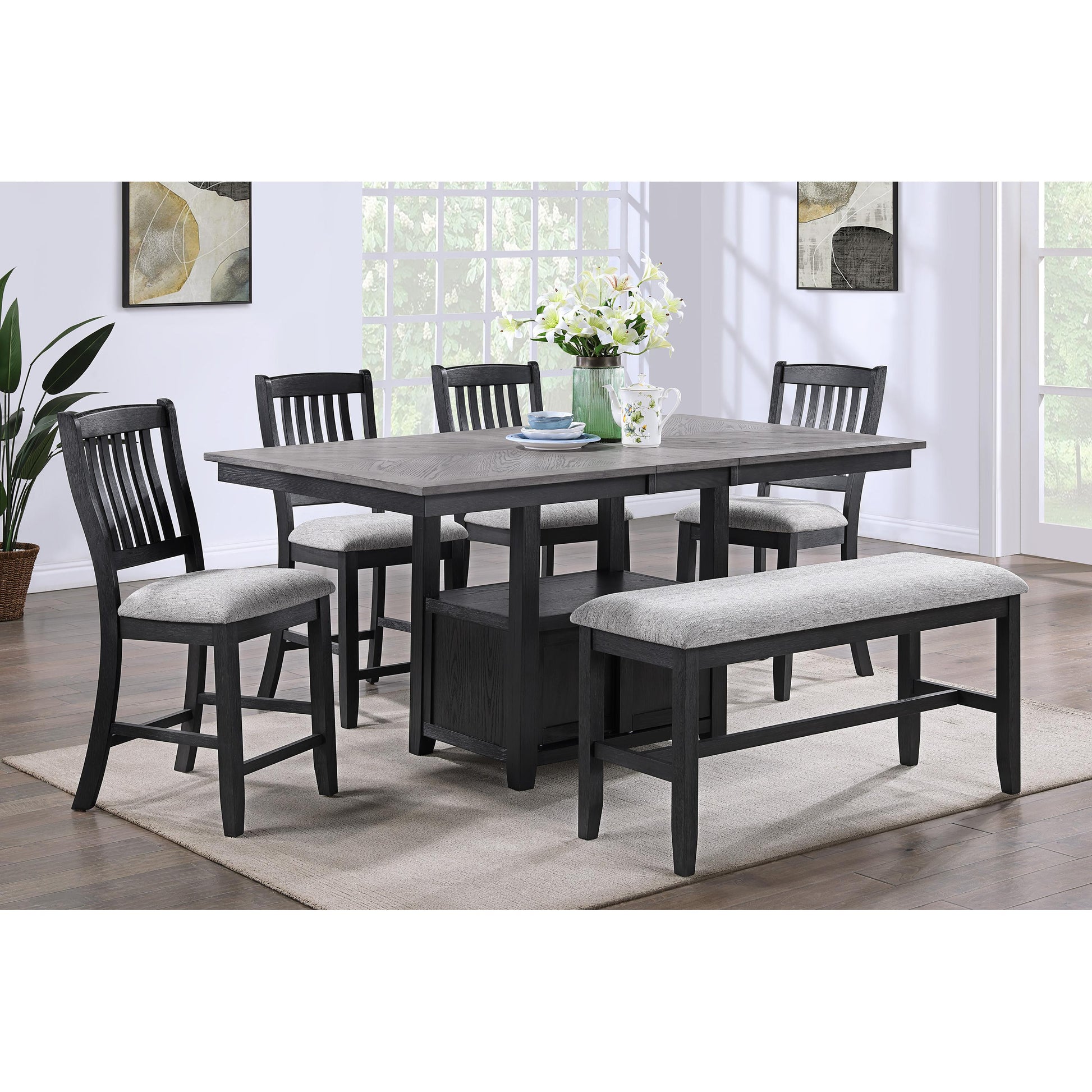 Crown Mark Buford 2773LG-BENCH Counter Height Bench - Light Grey IMAGE 2