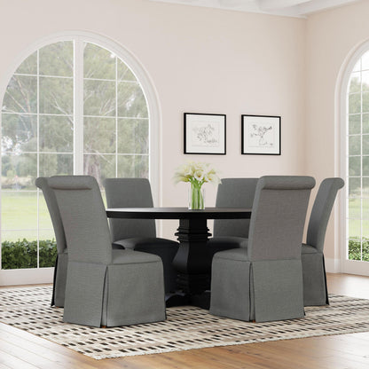  Coaster Furniture Shawna 100749 Upholstered Skirted Side Chair - Light Grey IMAGE 12