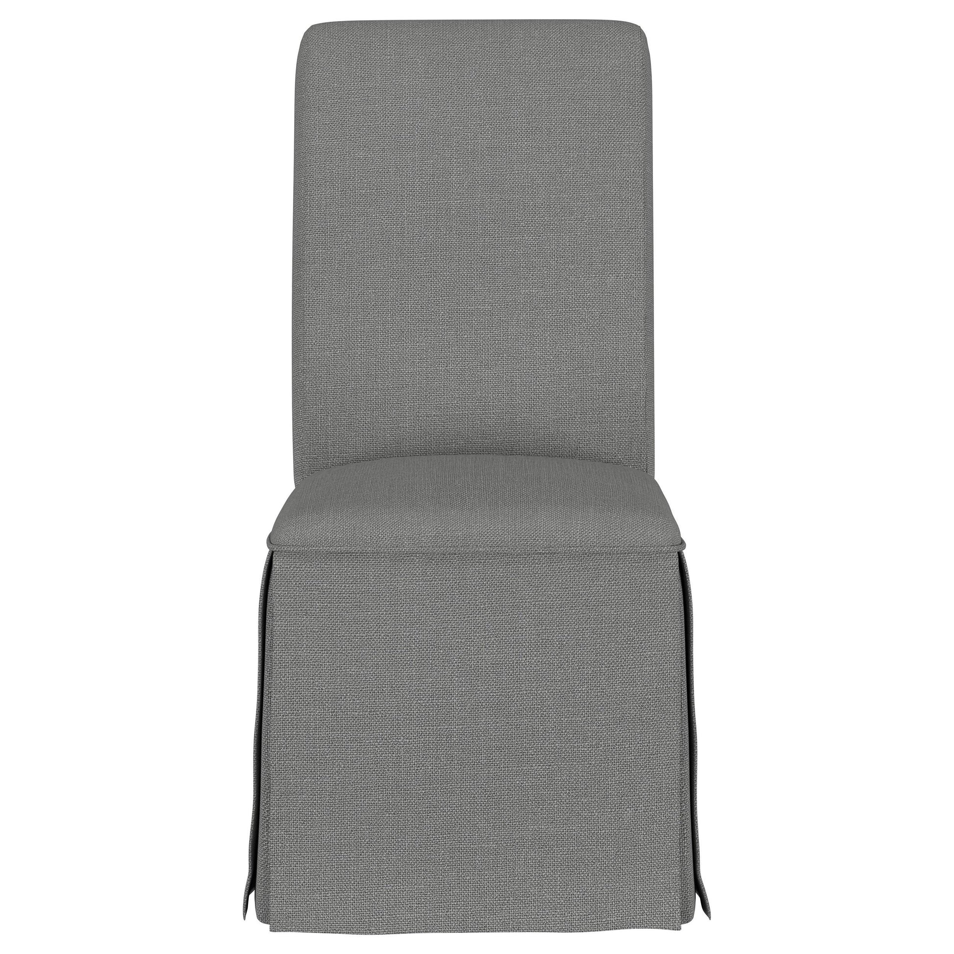  Coaster Furniture Shawna 100749 Upholstered Skirted Side Chair - Light Grey IMAGE 2