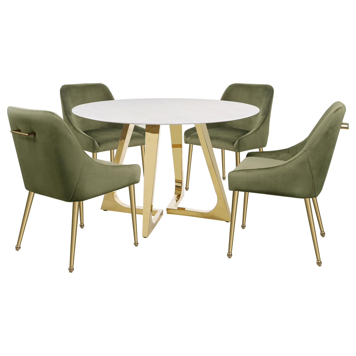 Coaster Furniture Gwynn 107171 Round 51-inch Marble Stainless Steel Dining Table - Gold IMAGE 7