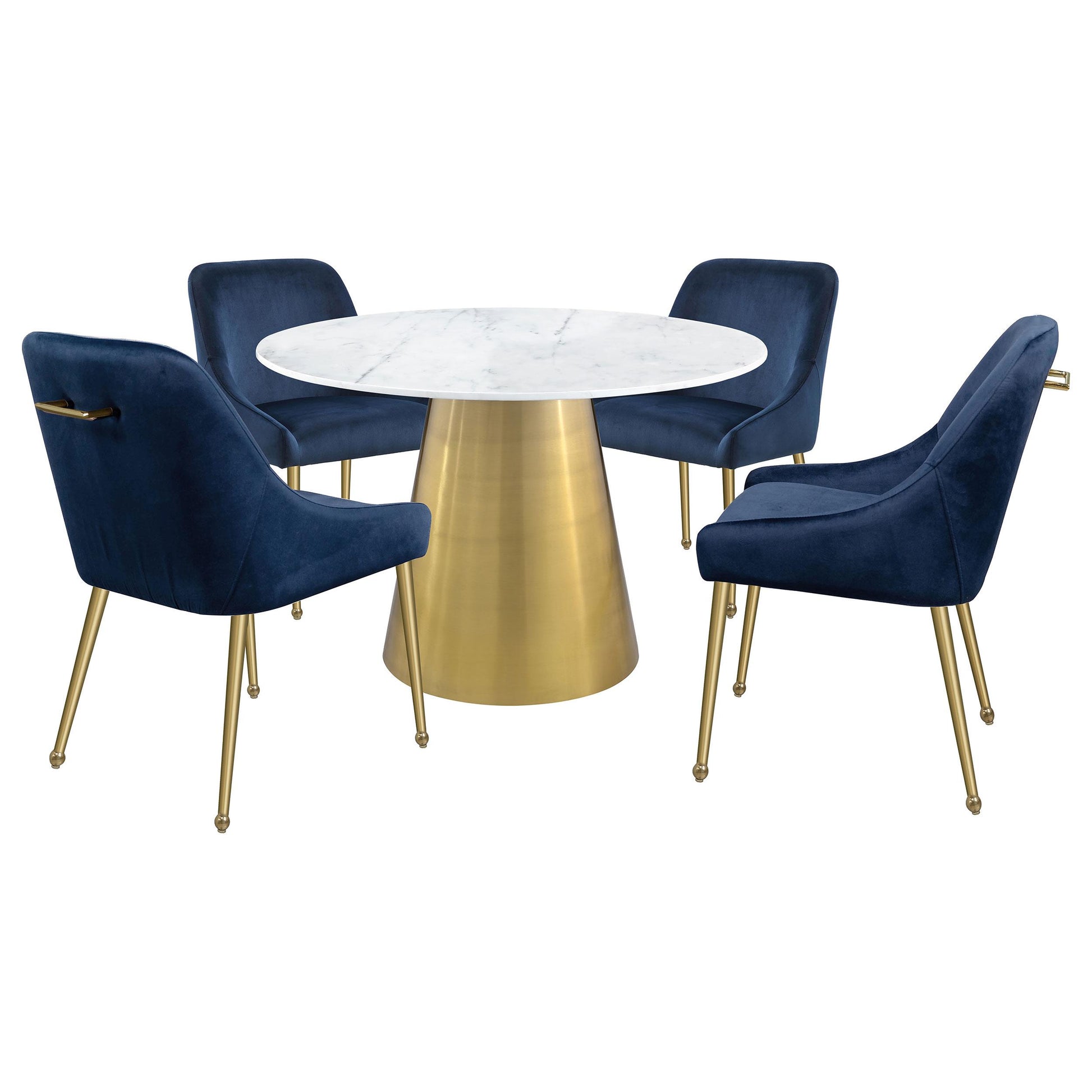 Coaster Furniture Ambrose 107600 Round 50-inch Marble Top Dining Table - Brushed Gold IMAGE 6