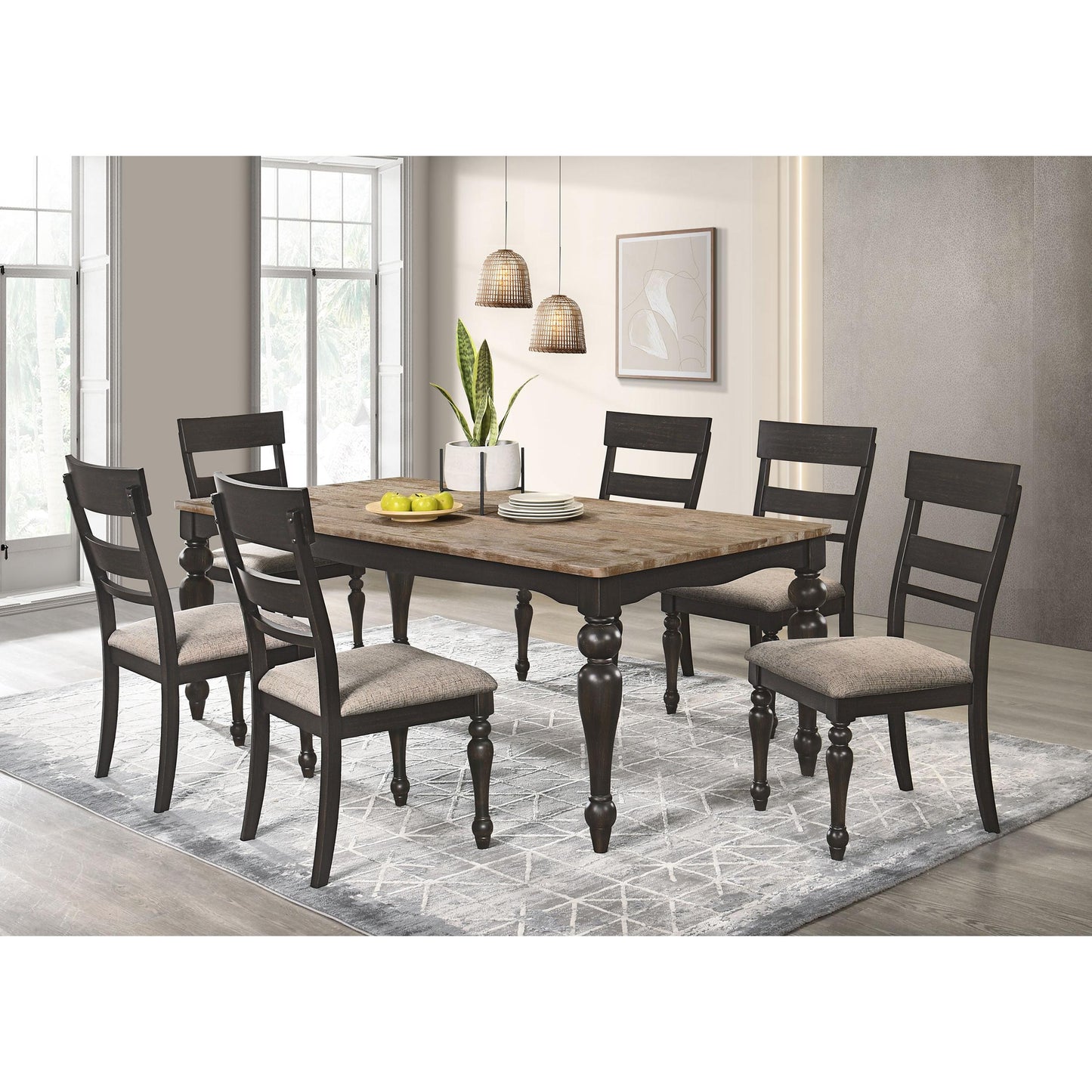 Coaster Furniture Bridget 108221 Rectangular 79-inch Dining Table - Brown Brushed IMAGE 6